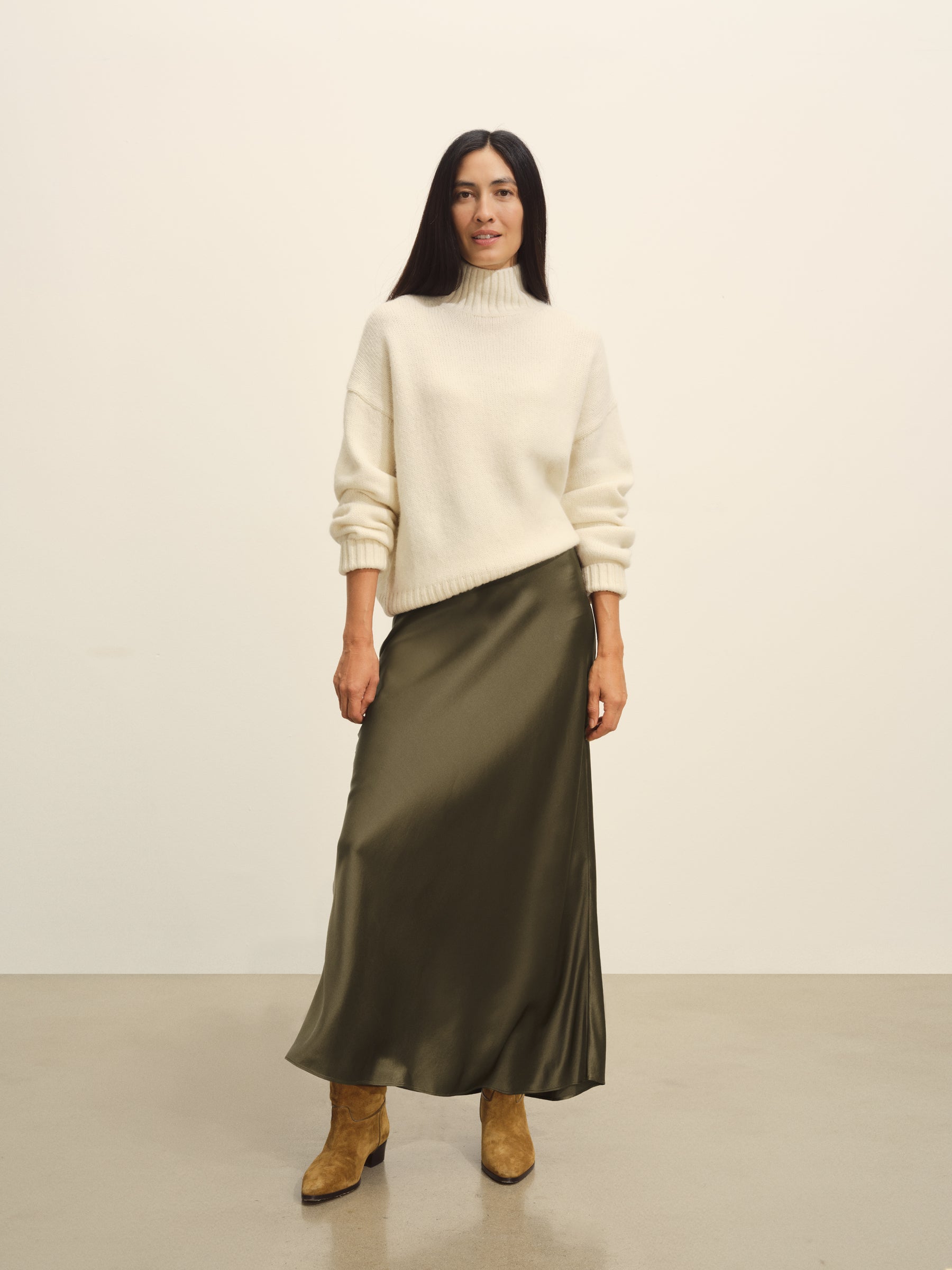 Alternative view of Field Olive Sunset Silk Slip Skirt