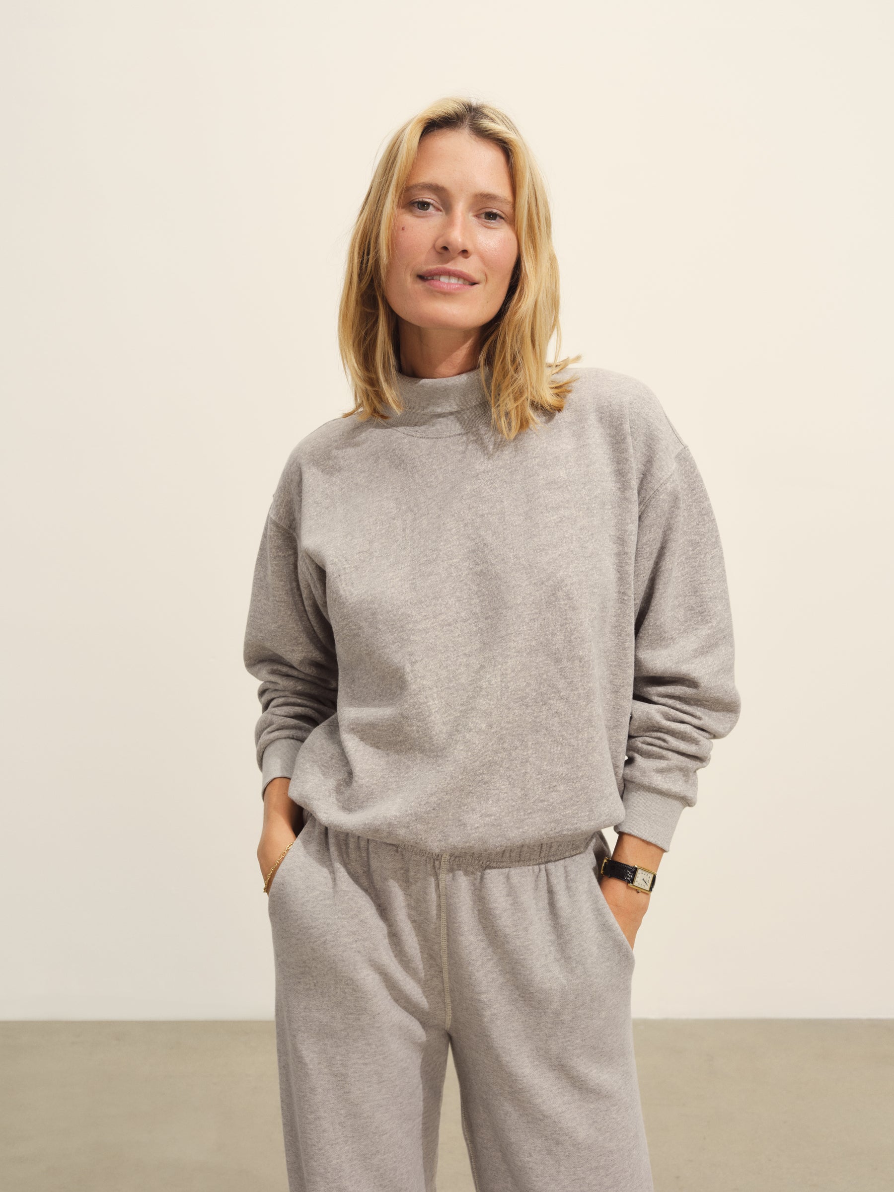 Alternative view of Heather Grey Vintage Interloop Mockneck