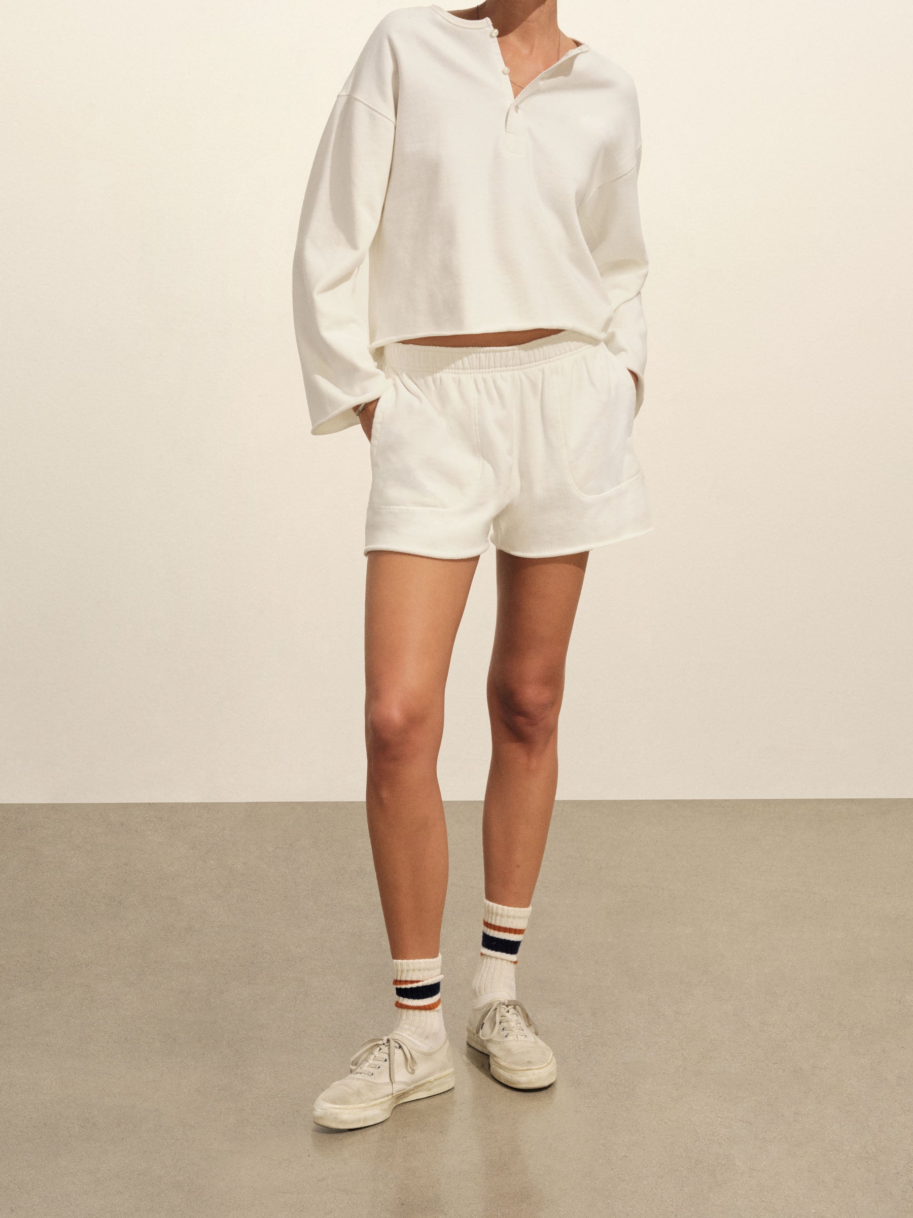 Alternative view of Natural Tropez Terry Cloth Cut-Off Short