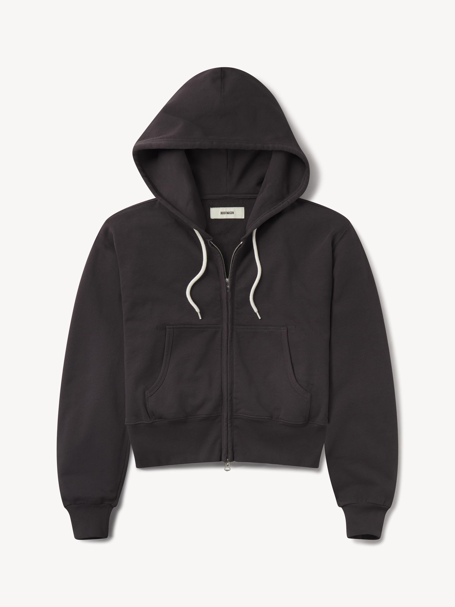 Soft Black Venice Wash Vintage Interloop Full-Zip Hoodie