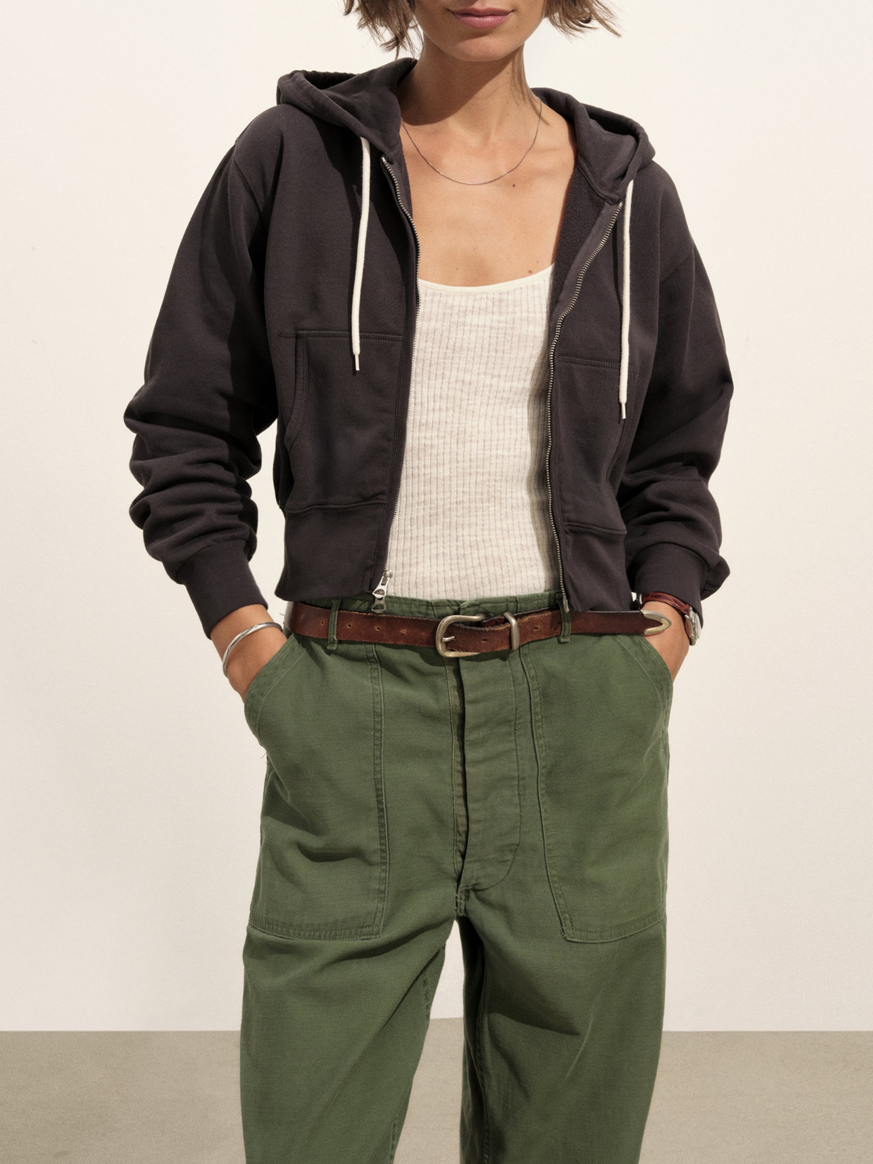 Alternative view of Soft Black Venice Wash Vintage Interloop Full-Zip Hoodie