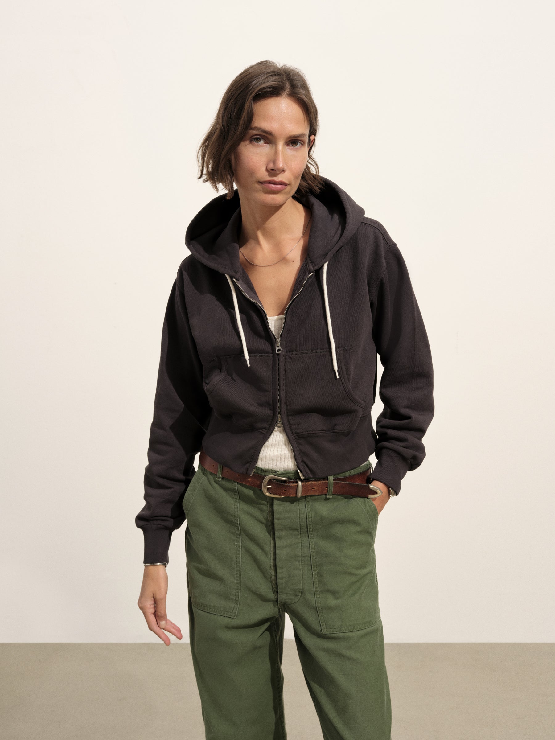 Soft Black Venice Wash Vintage Interloop Full-Zip Hoodie - Image 4