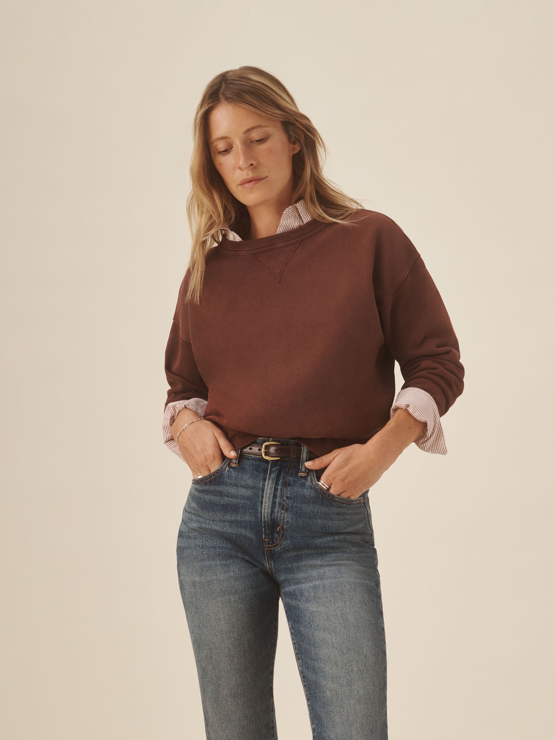 Antique Maroon Venice Wash Vintage Interloop Oversized Crew - Image 3