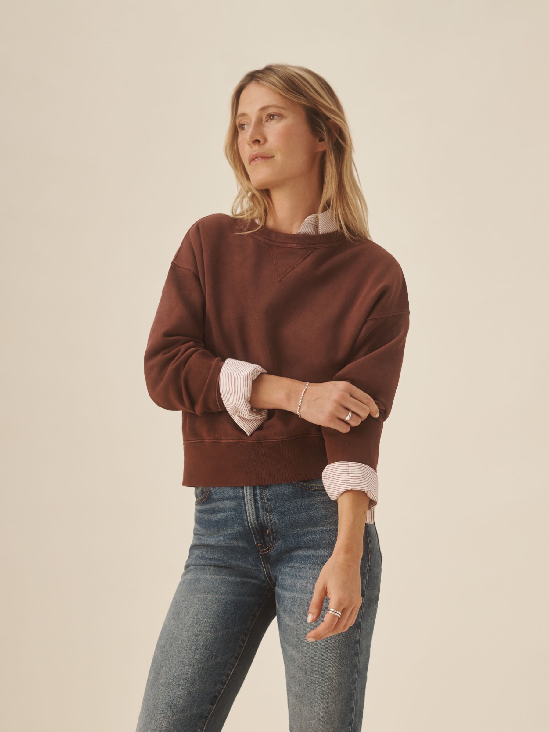 Antique Maroon Venice Wash Vintage Interloop Oversized Crew - Image 4