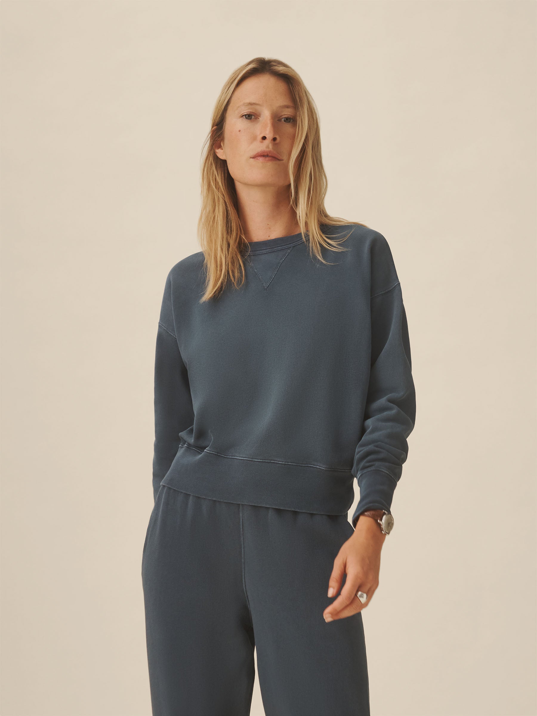 Evening Tide Venice Wash Vintage Interloop Oversized Crew