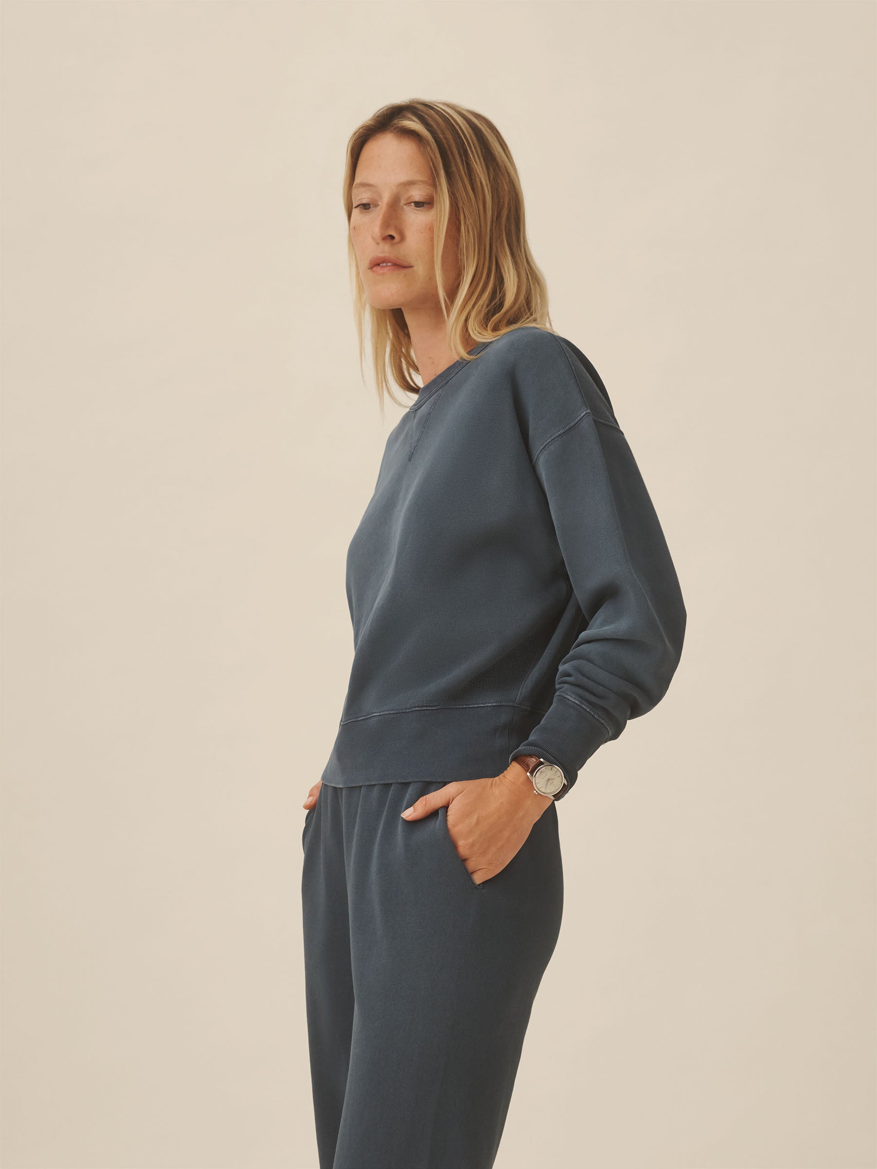 Evening Tide Venice Wash Vintage Interloop Oversized Crew - Image 3