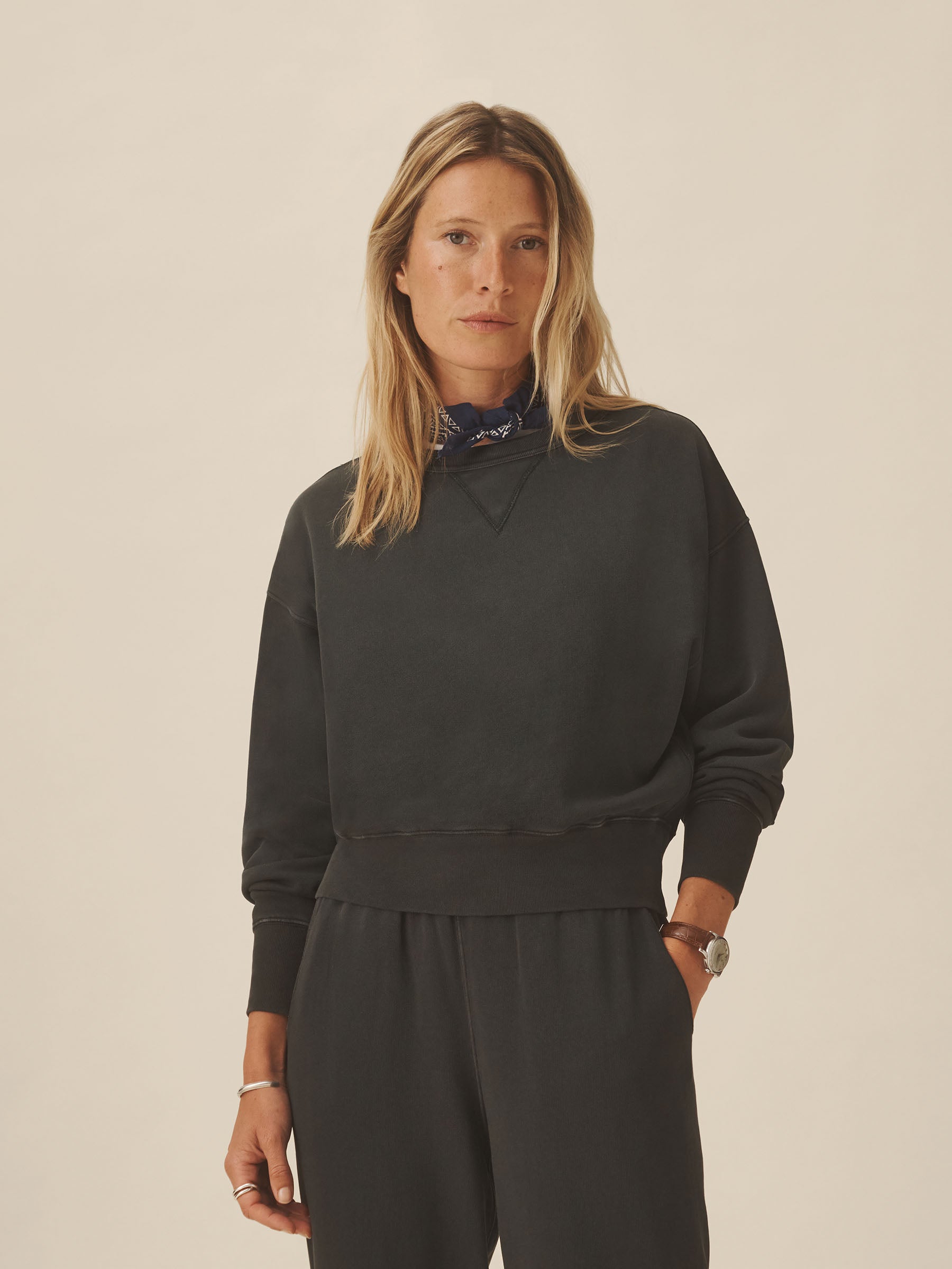 Alternative view of Soft Black Venice Wash Vintage Interloop Oversized Crew