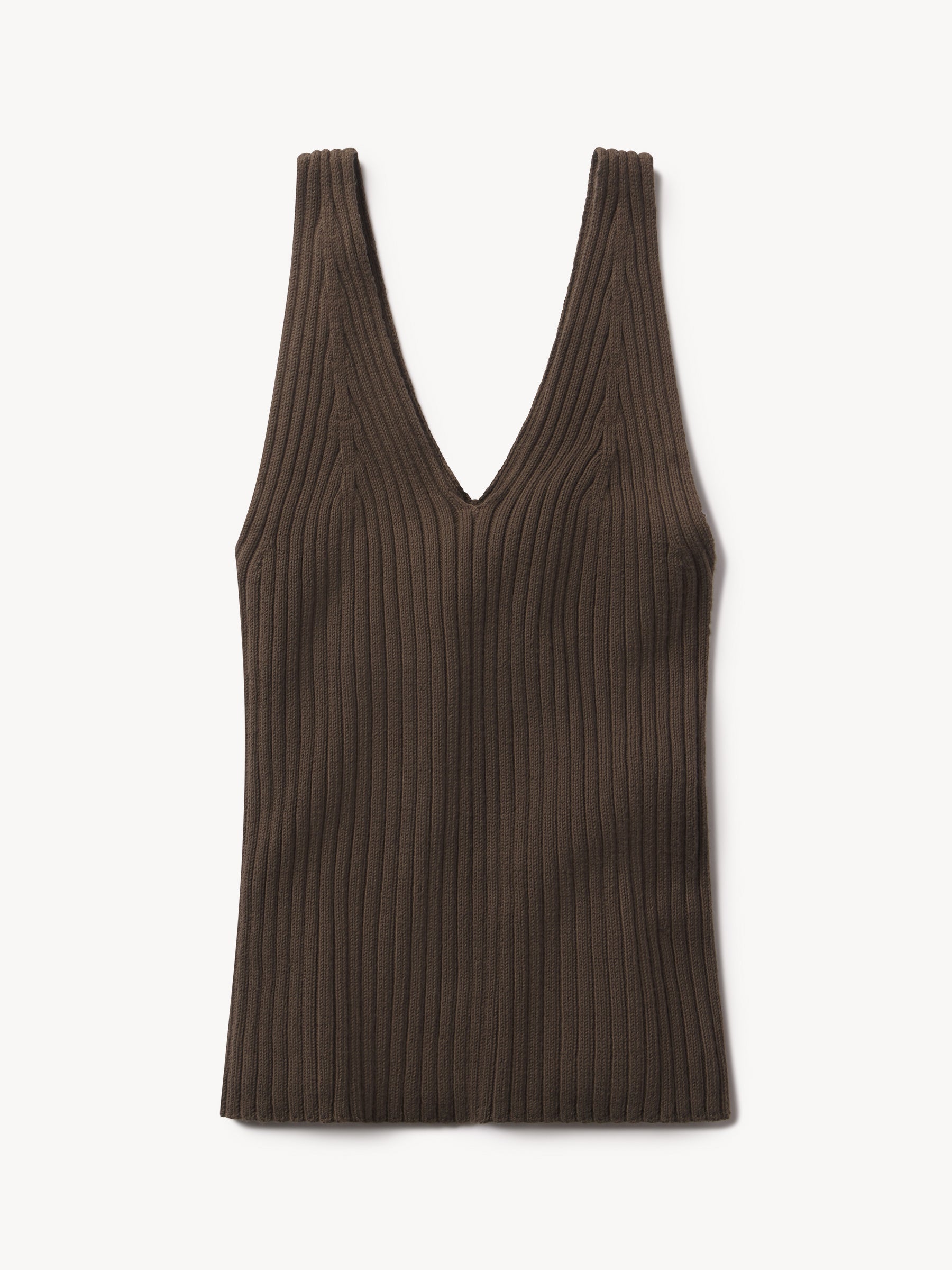 Burnt Chestnut Fluted Rib V-Neck Tank