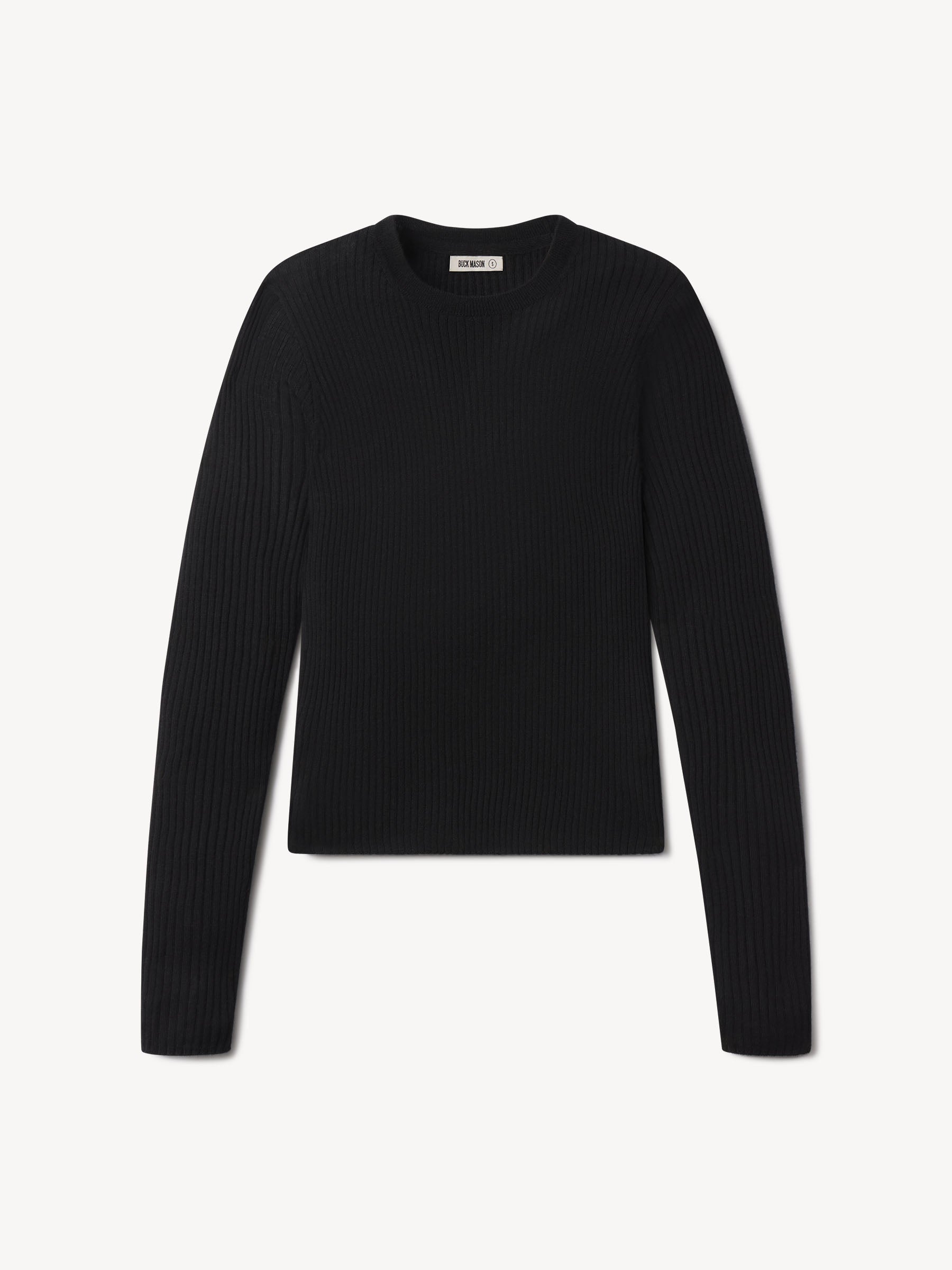 Black Featherweight Silk Cashmere L/S Crew