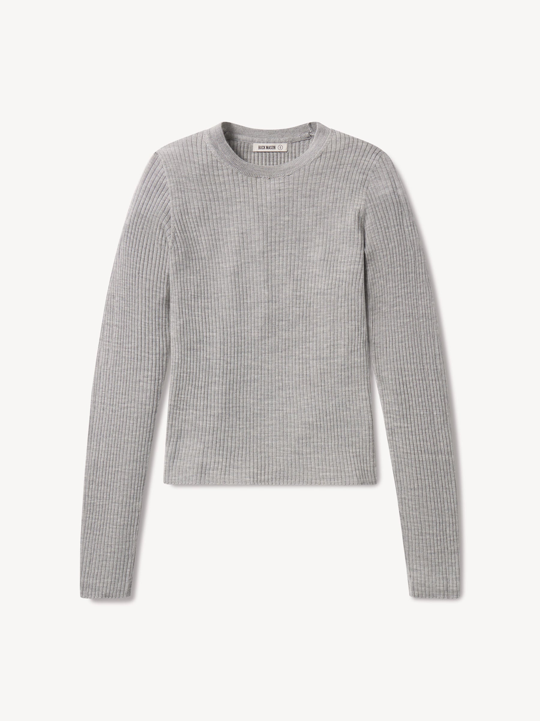 Light Heather Grey Featherweight Silk Cashmere L/S Crew