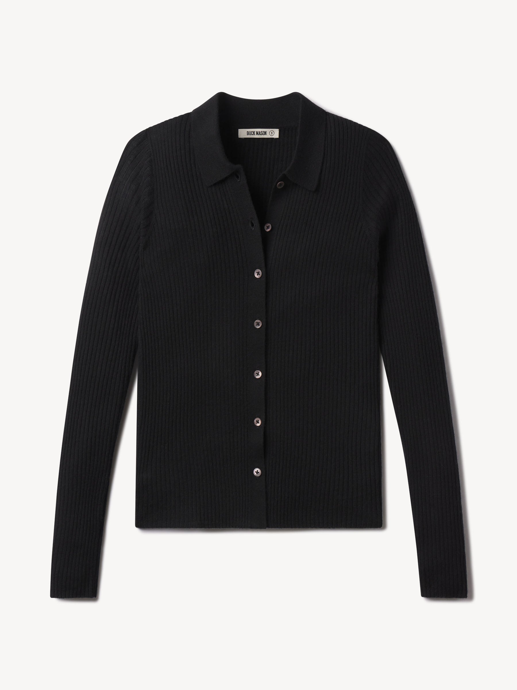 Black Featherweight Silk Cashmere Collared Cardigan