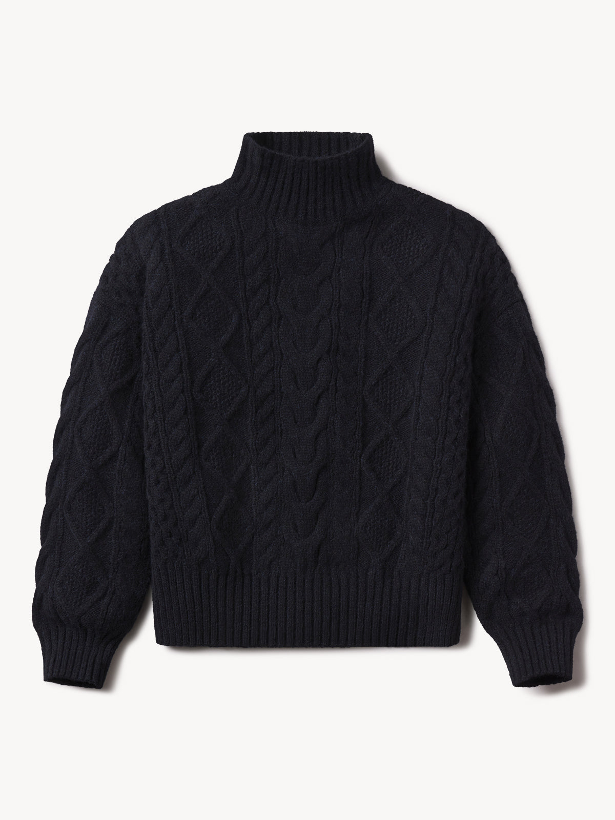 Dark Navy Highland Alpaca Cable Turtleneck