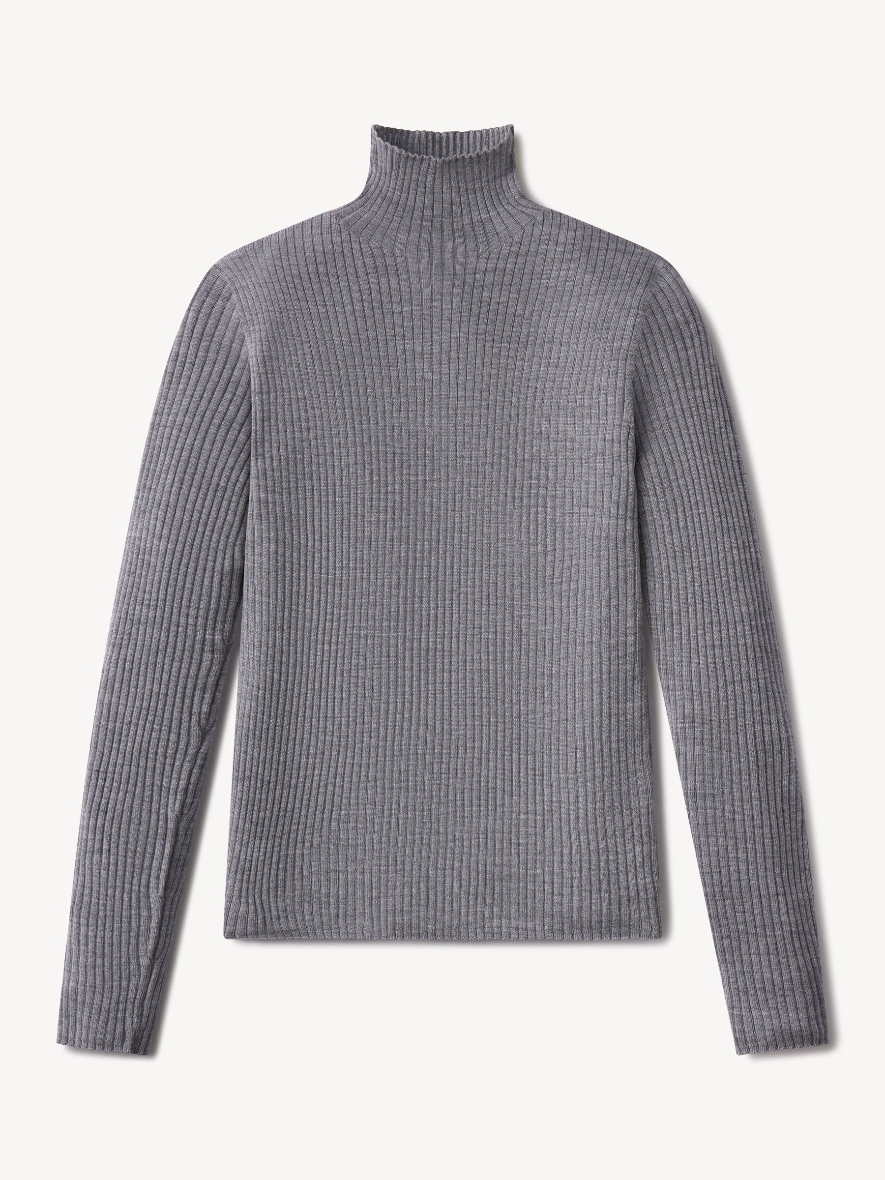 Heather Grey Featherweight Silk Cashmere Turtleneck