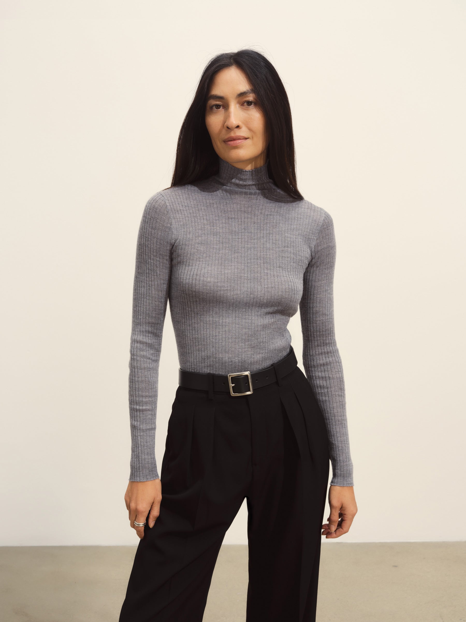 Alternative view of Heather Grey Featherweight Silk Cashmere Turtleneck