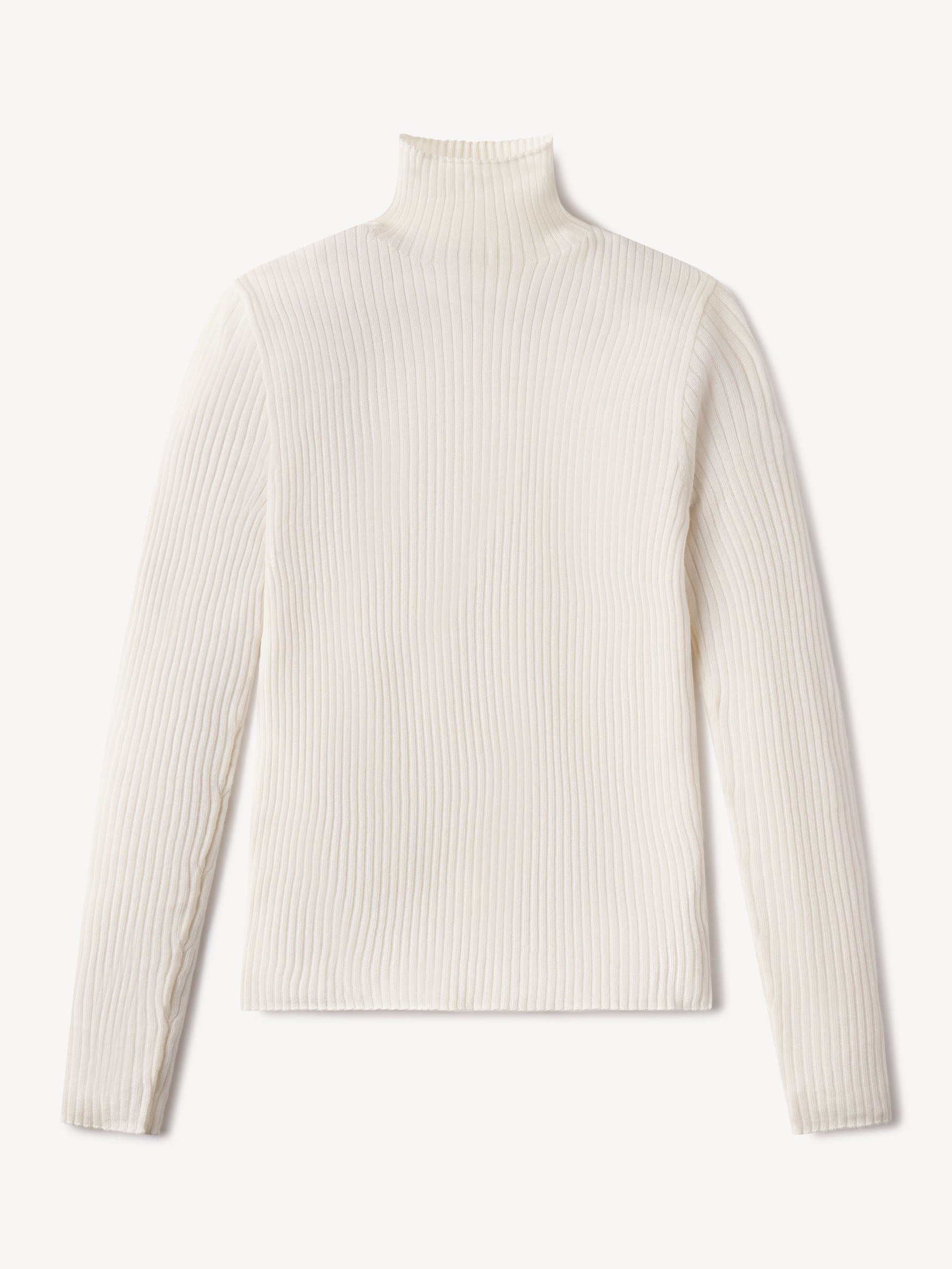 Natural Featherweight Silk Cashmere Turtleneck