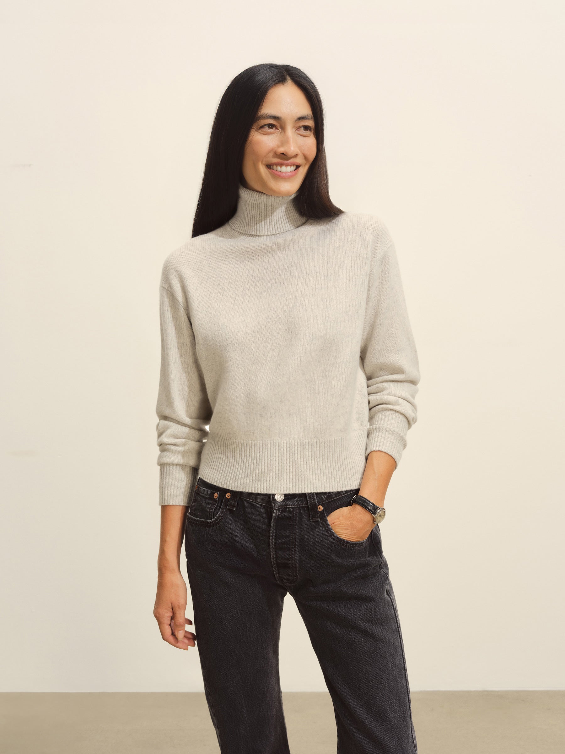 Alternative view of Steel Heather Idyllwild Cashmere Turtleneck