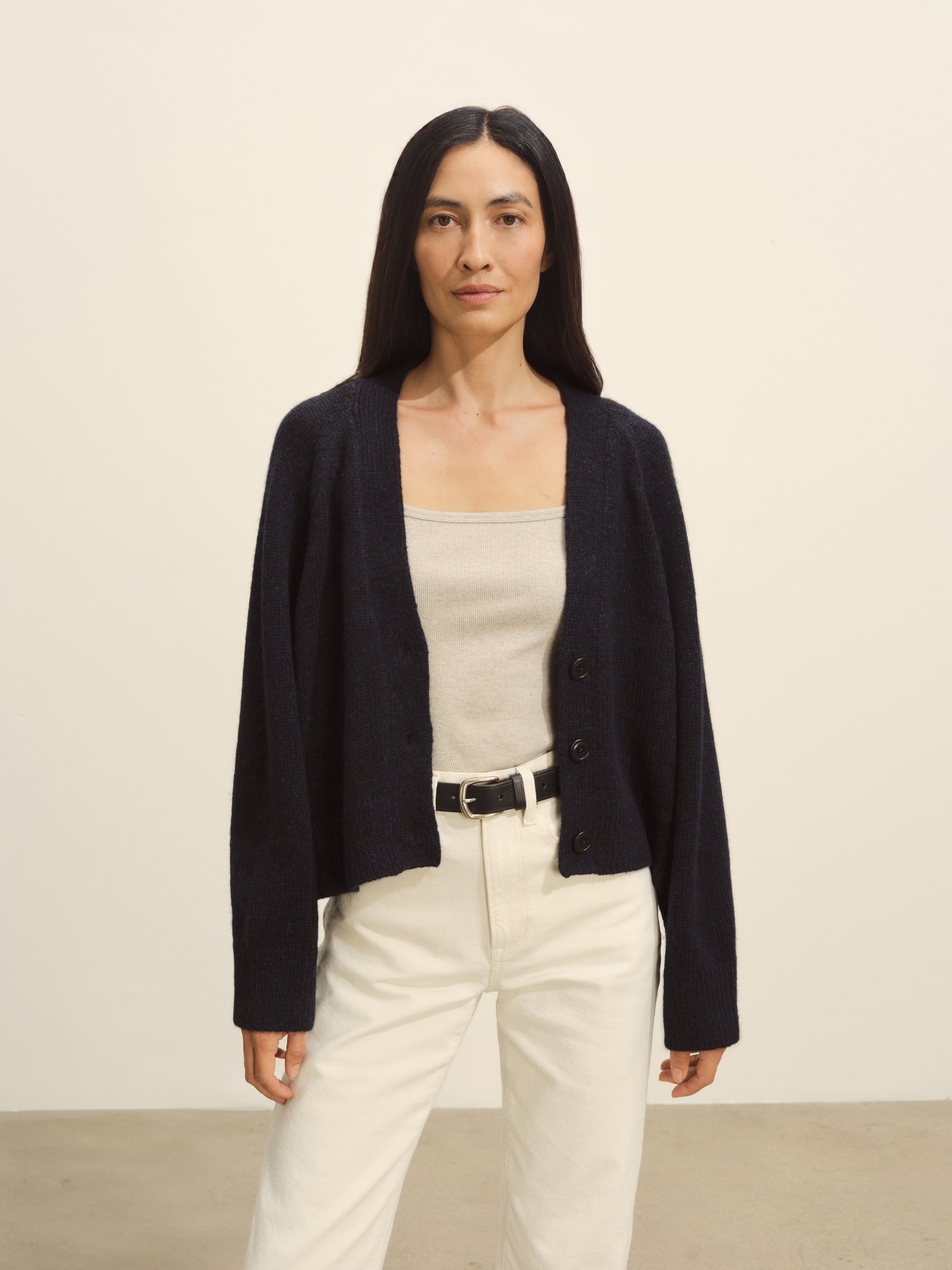 Alternative view of Dark Navy Highland Alpaca Boxy Cardigan