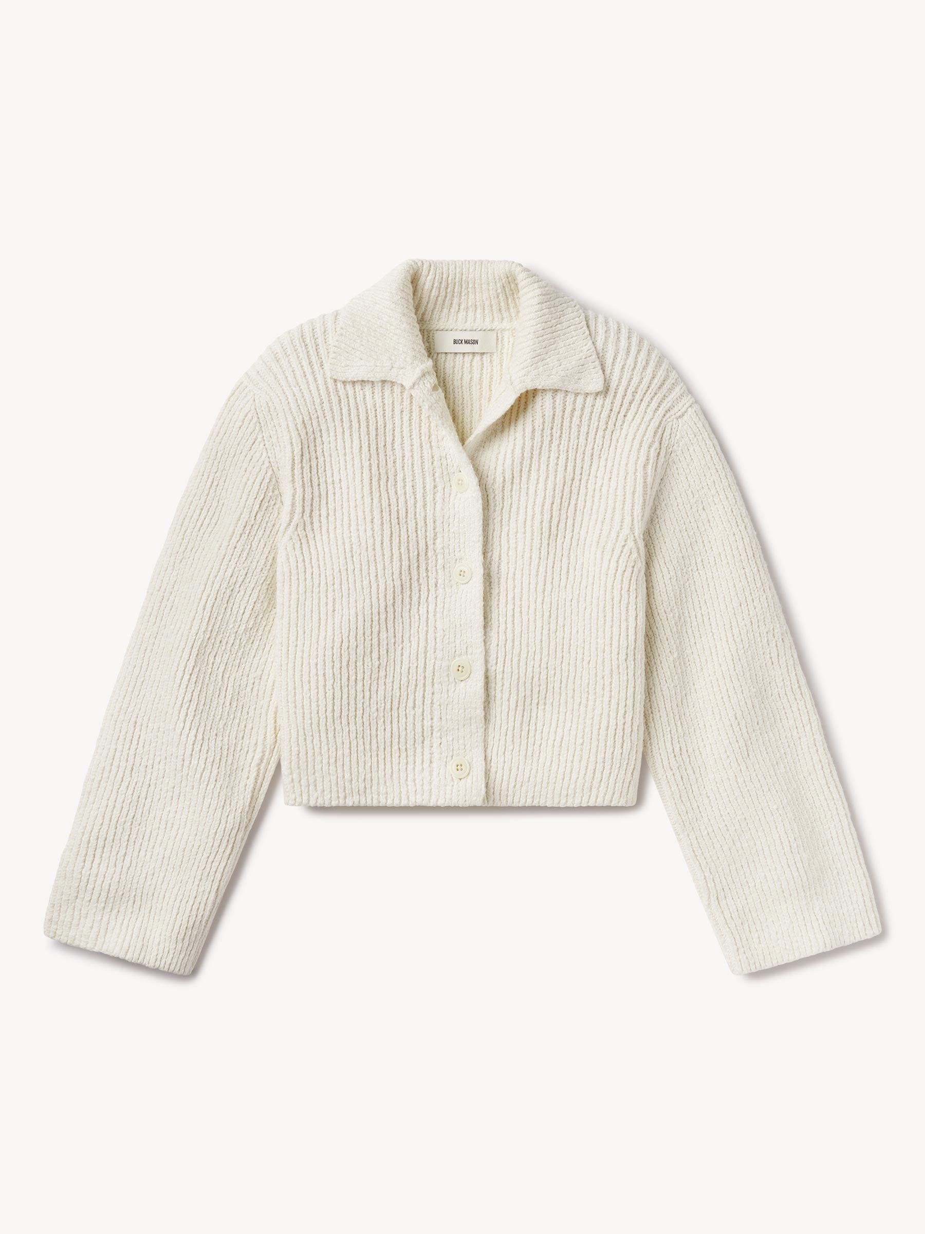 Natural Soft Spun Cotton Collared Cardigan