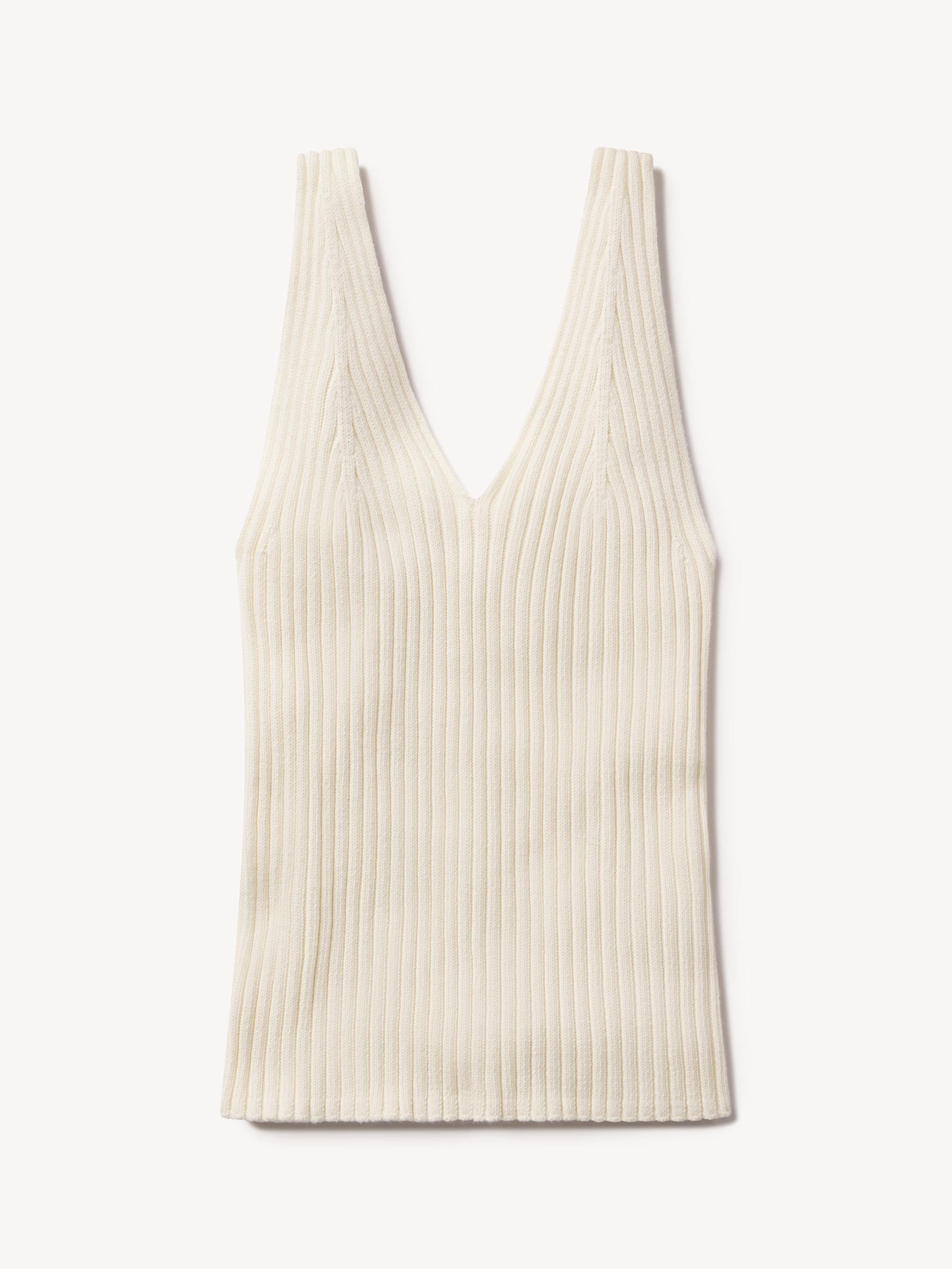 Natural Fluted Rib V-Neck Tank