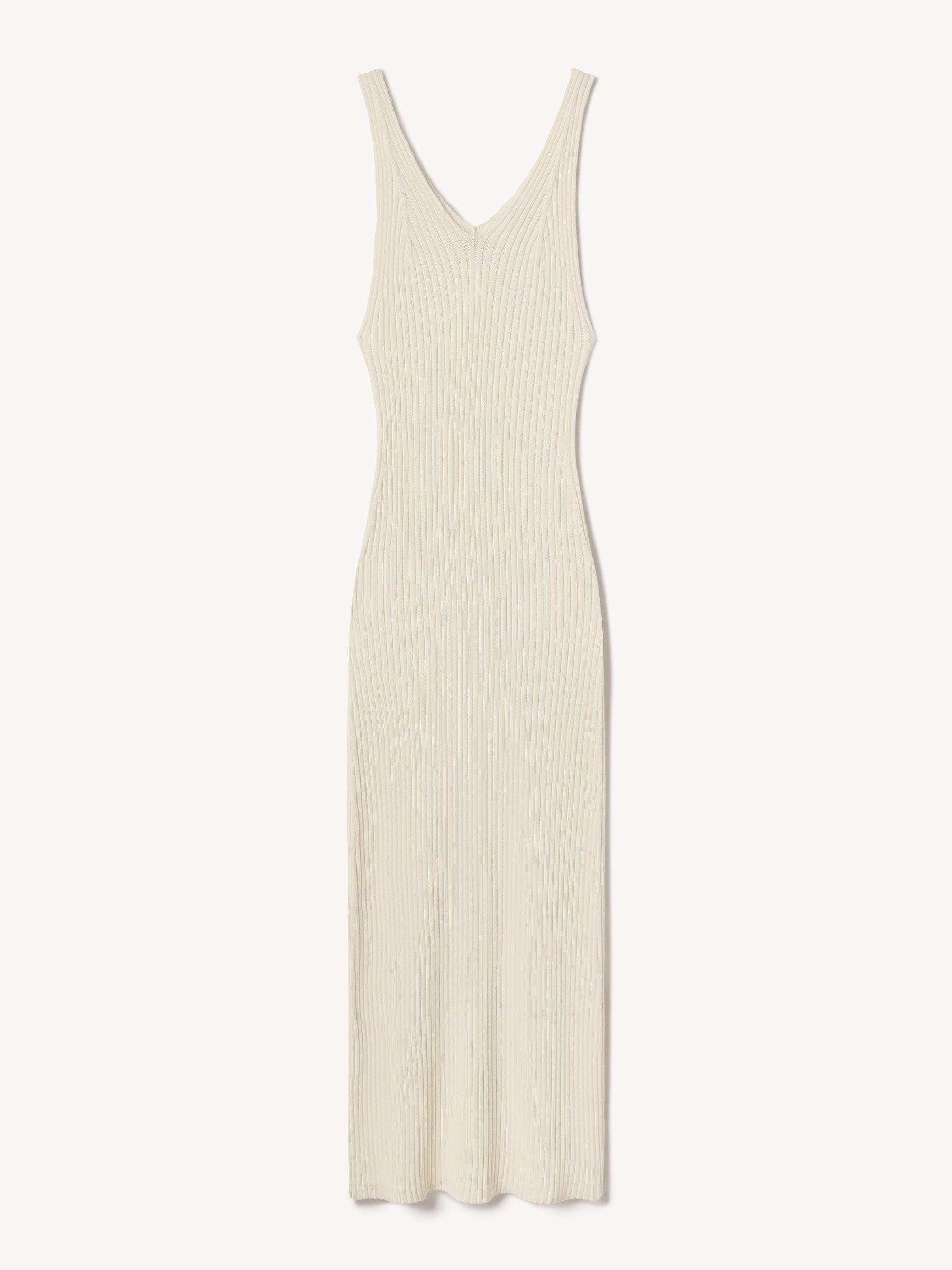 Natural Fluted Rib V-Neck Tank Dress