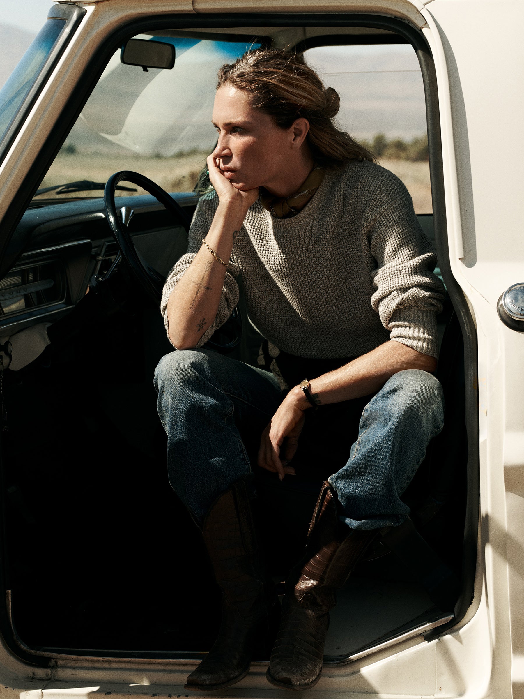 Alternative view of Marled Coastal Cedar Seafarer Cotton Shrunken Crew