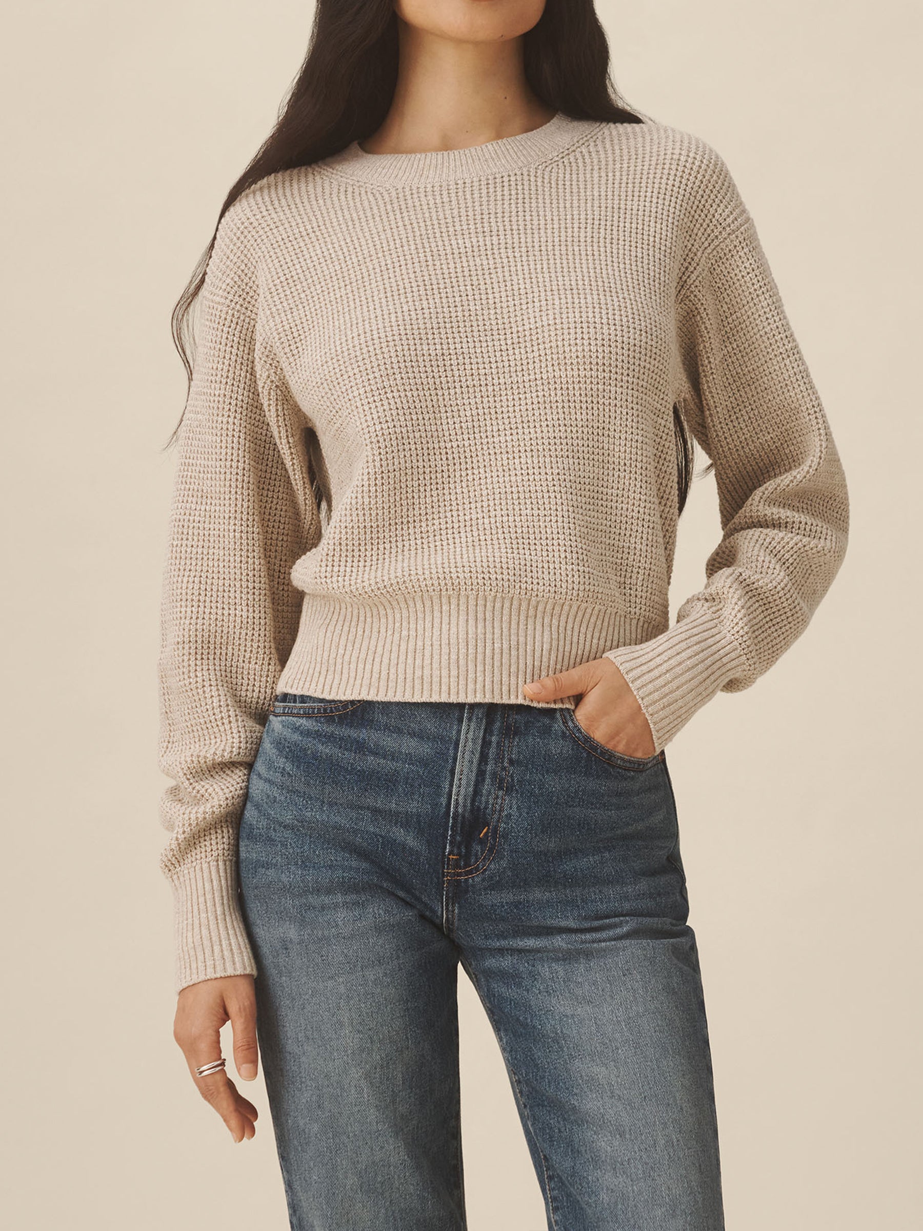 Alternative view of Oatmeal Seafarer Shrunken Crew