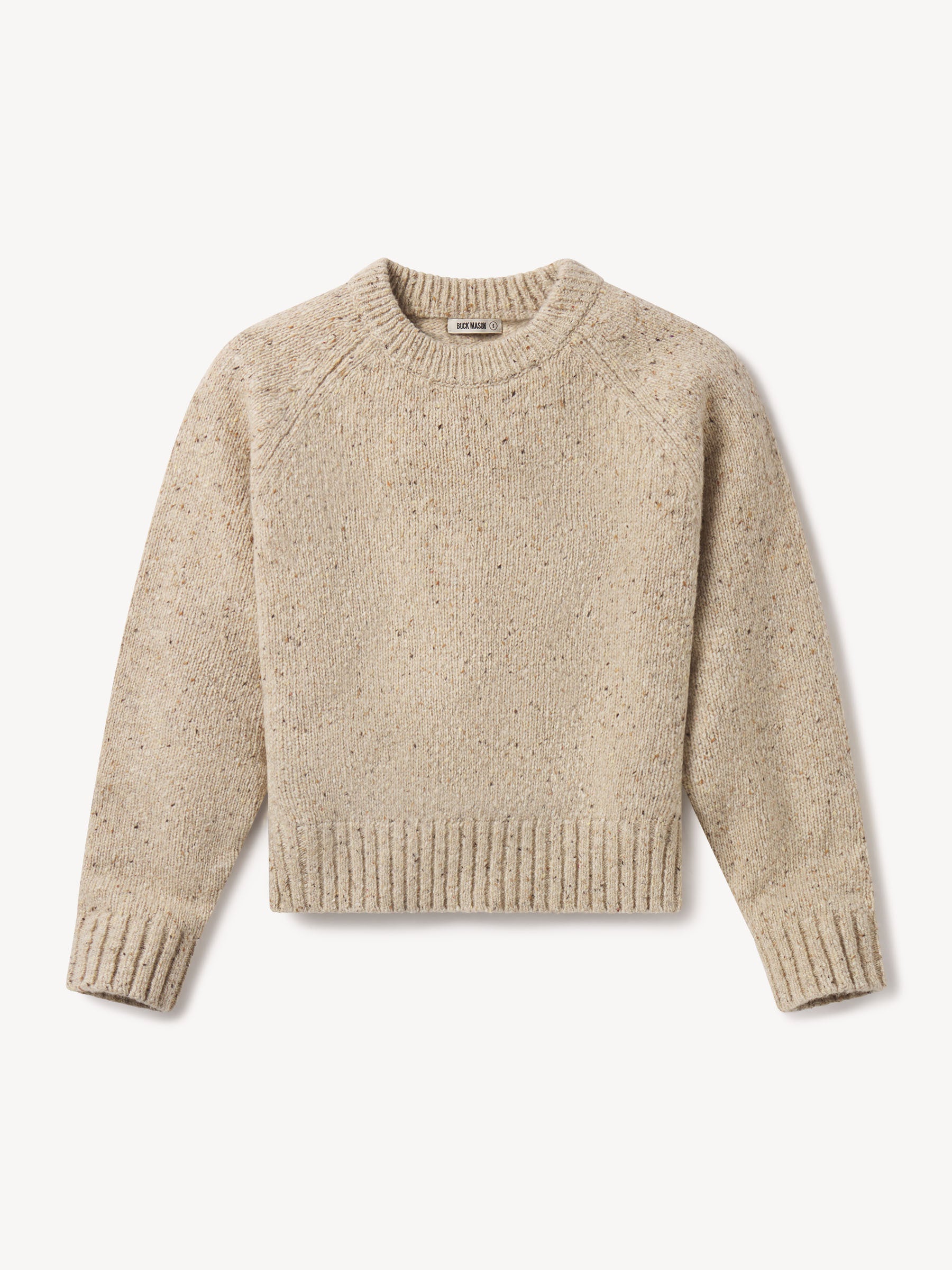 Heather Flax Seastack Wool Tweed Crewneck