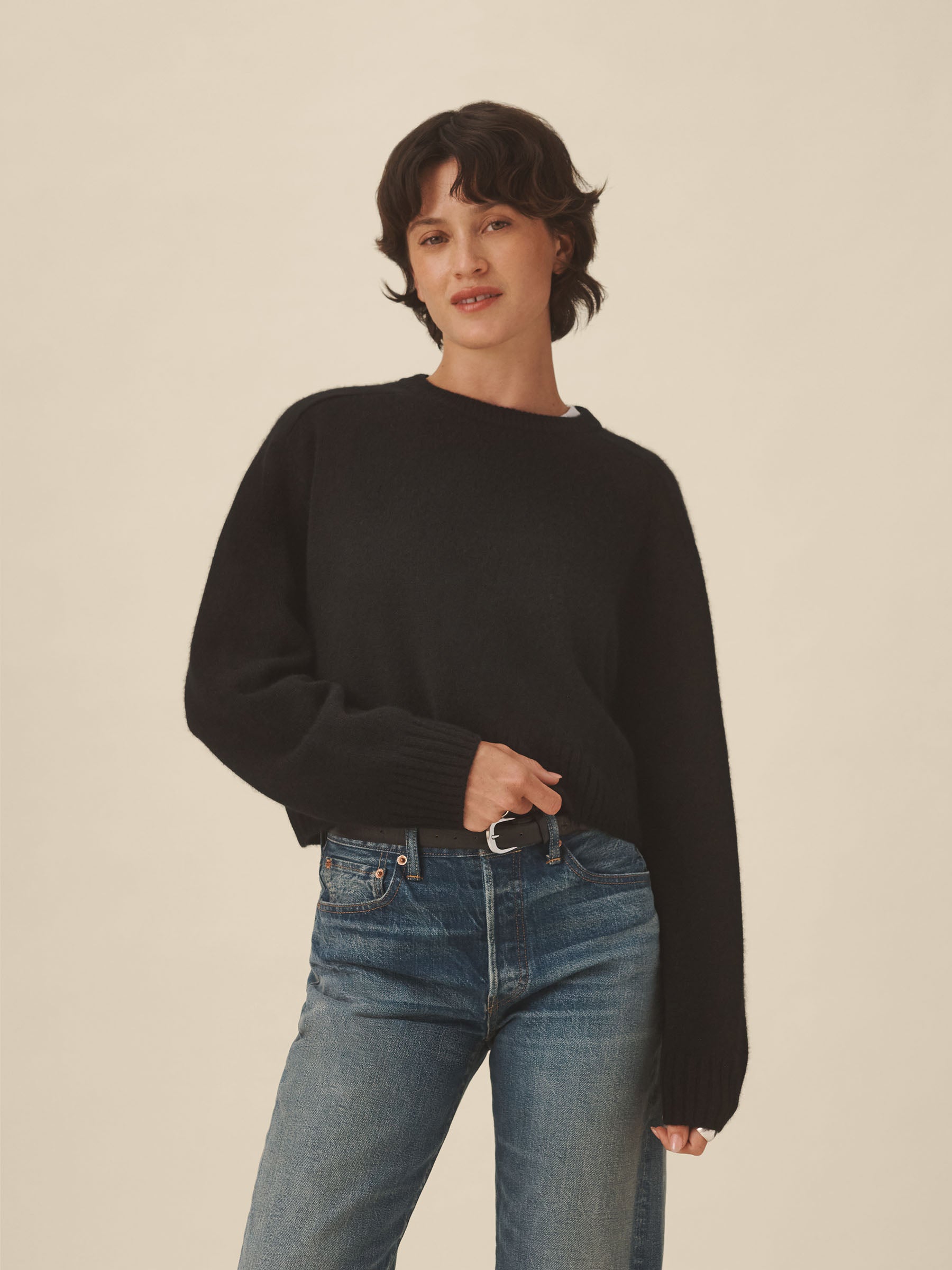 Alternative view of Black California Cashmere Classic Crew