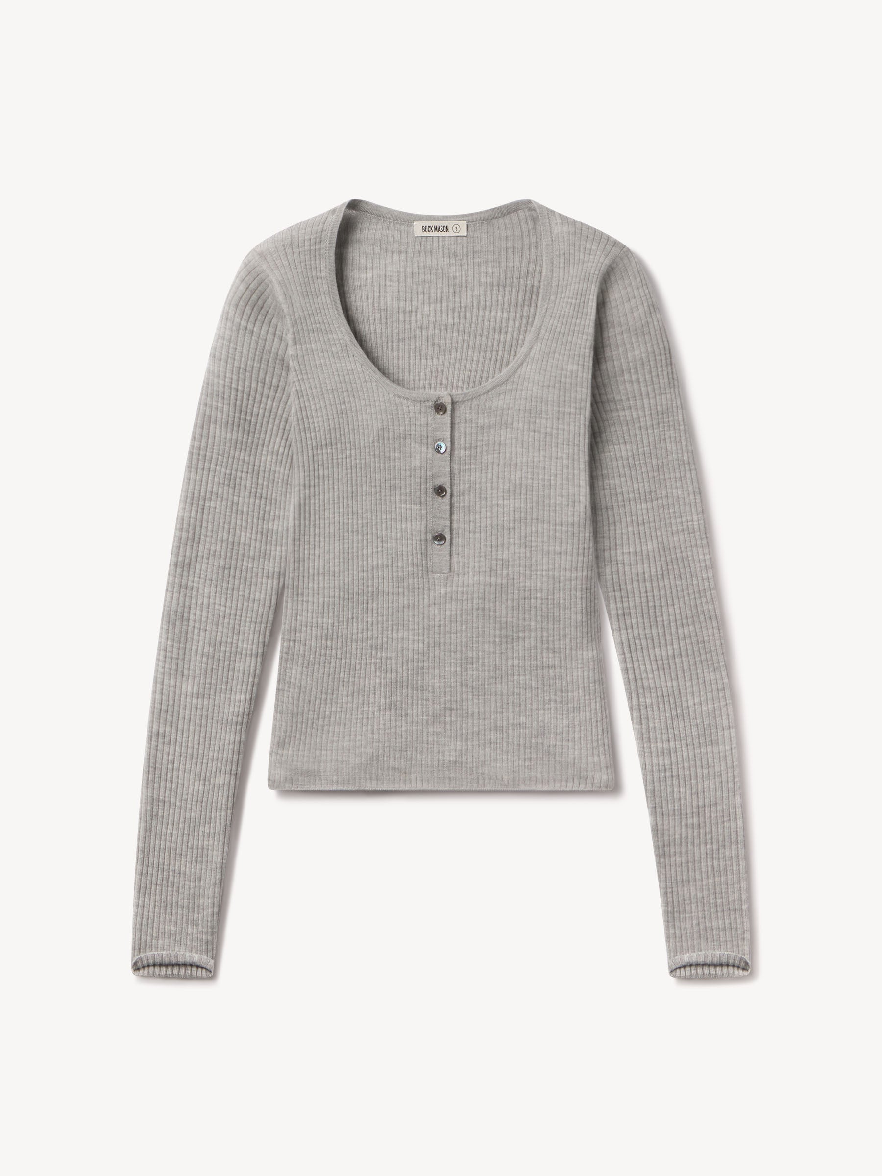 Light Heather Grey Featherweight Silk Cashmere Scoop Henley