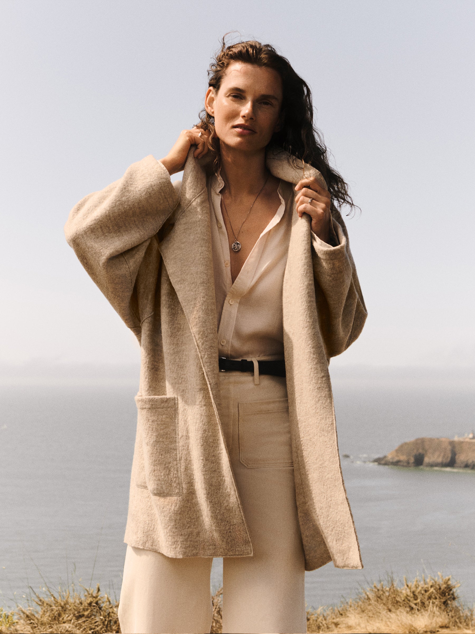 Alternative view of Marled Oatmeal Felted Wool Blanket Coat