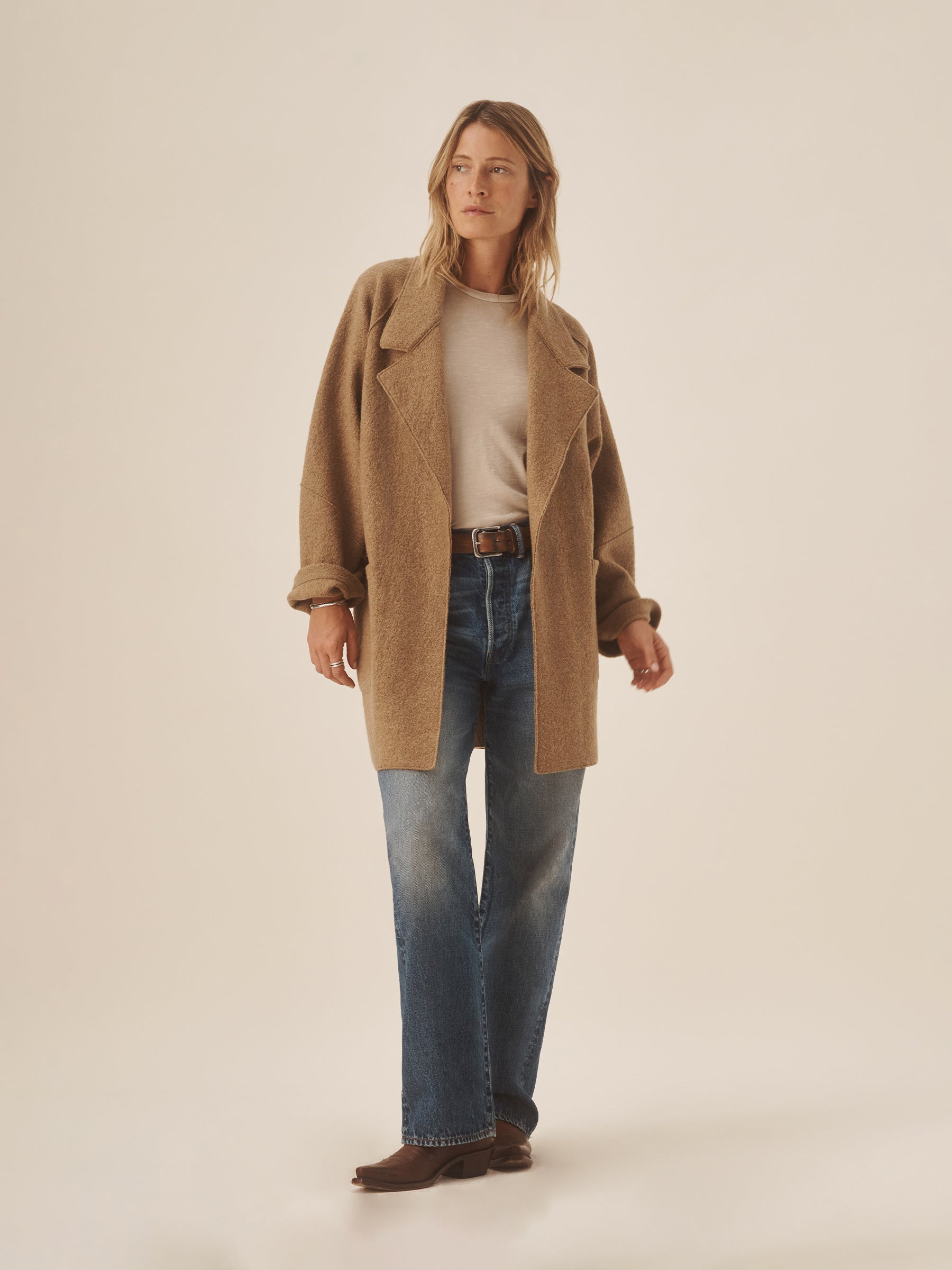 Alternative view of Heather Camel Felted Wool Blanket Coat