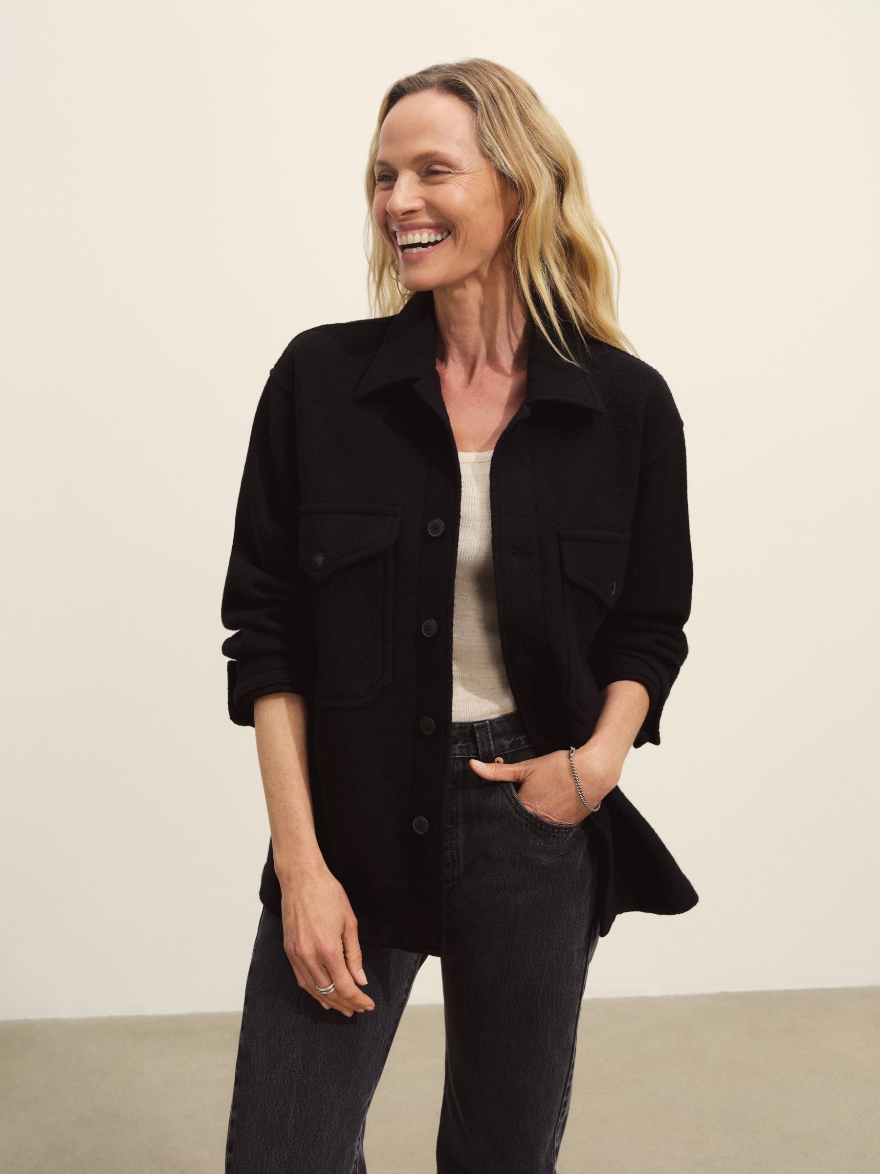 Alternative view of Black Felted Wool Field Shirt