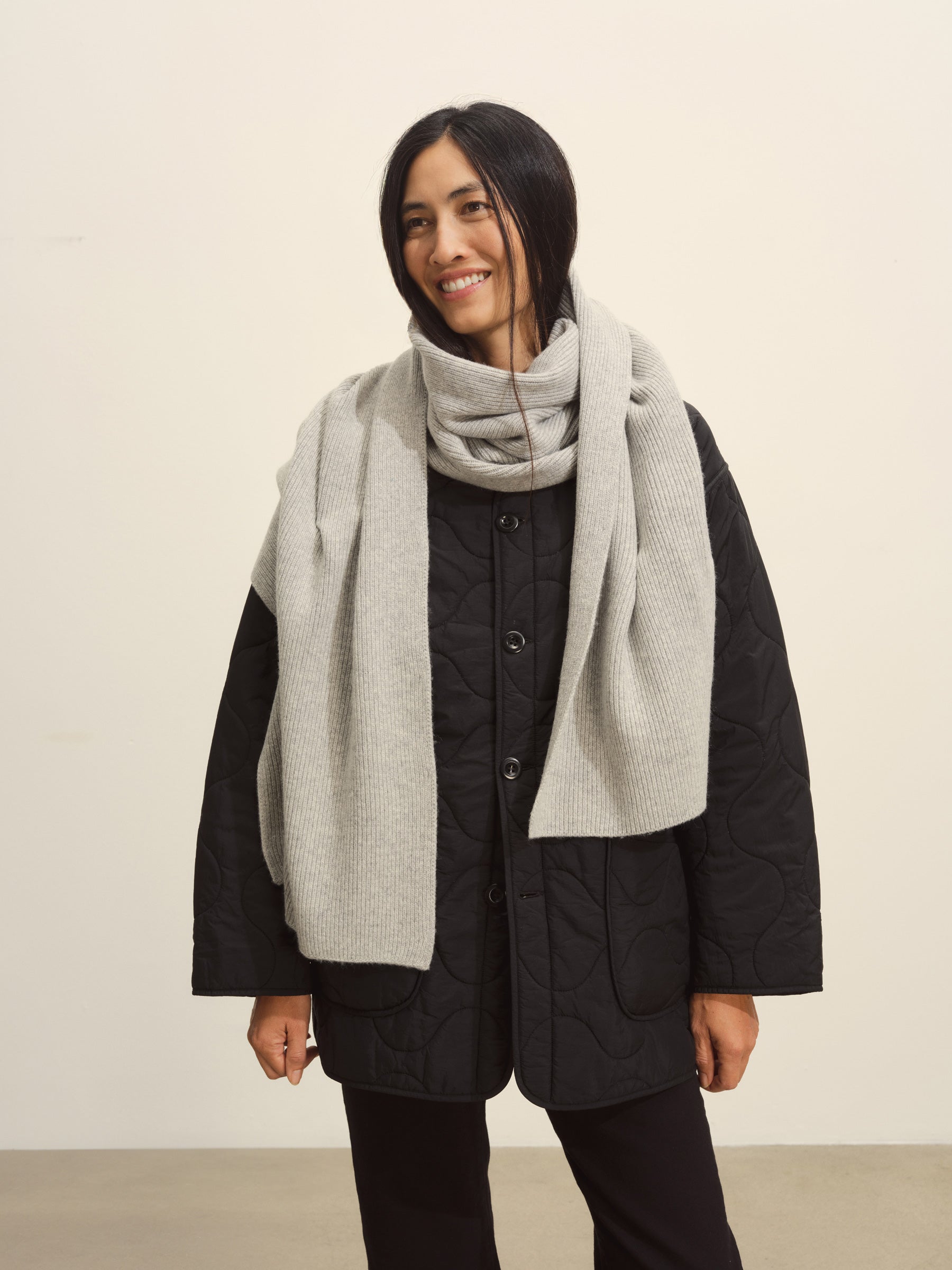 Steel Heather Idyllwild Cashmere Rib Scarf