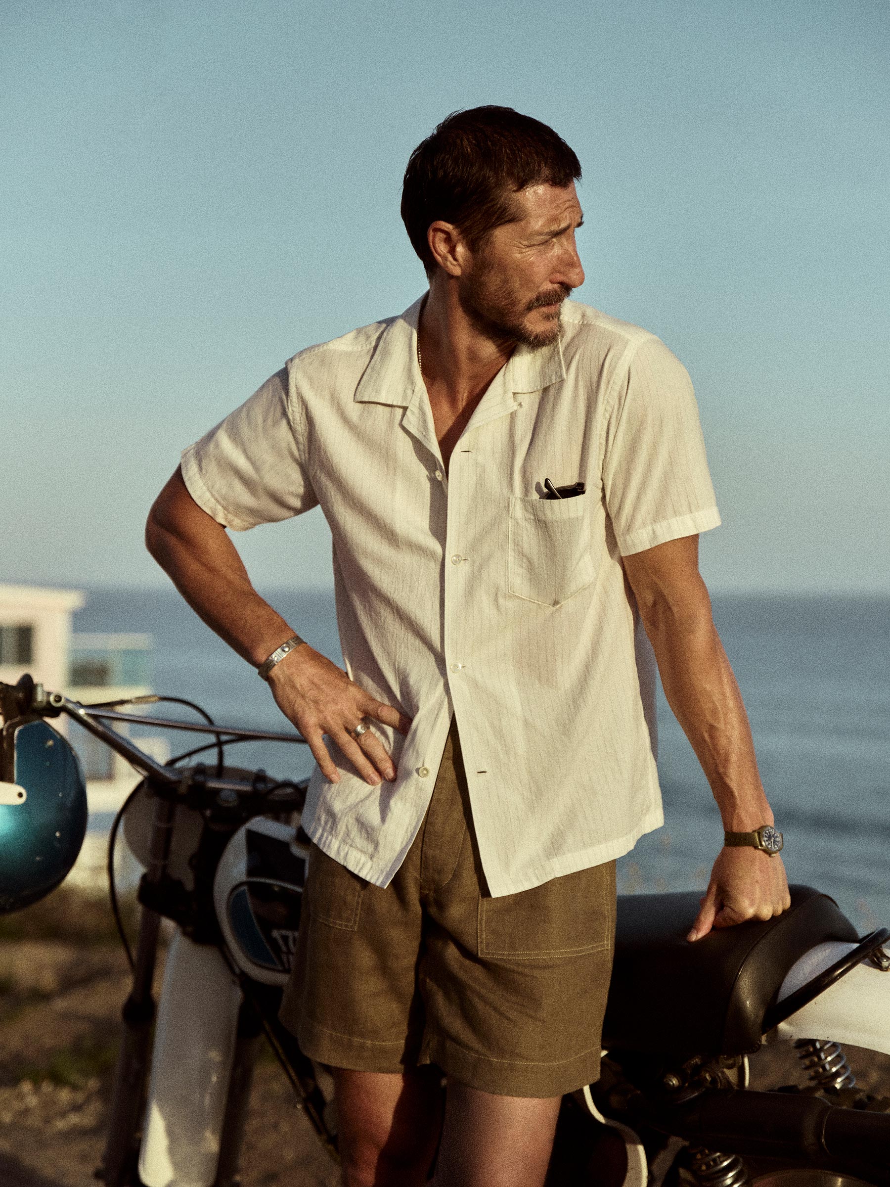 Alternative view of Natural/Sage Ticking Stripe Wornwell S/S Camp Shirt