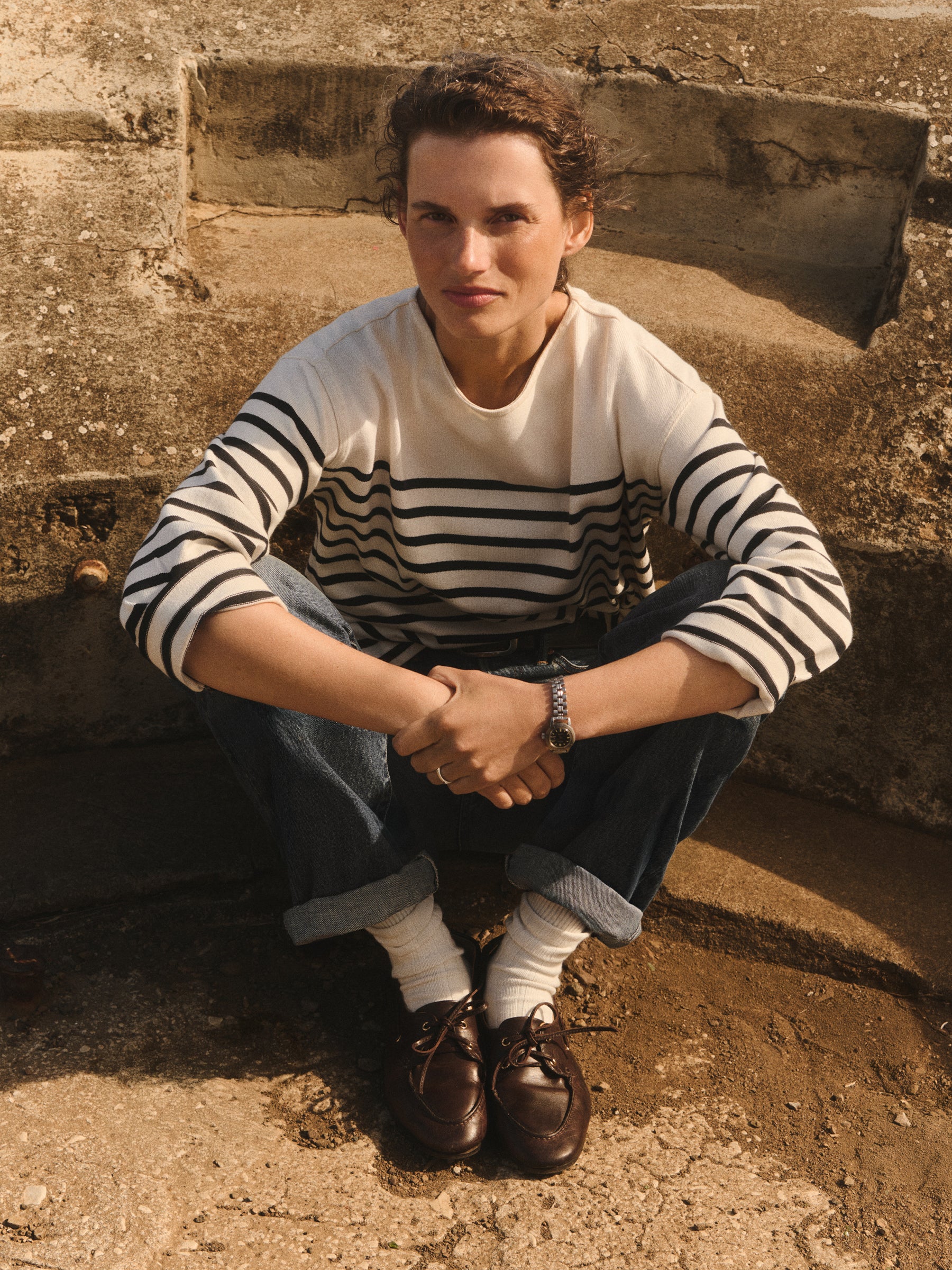 Natural / Dark Navy Stripe Catalina Breton Tee