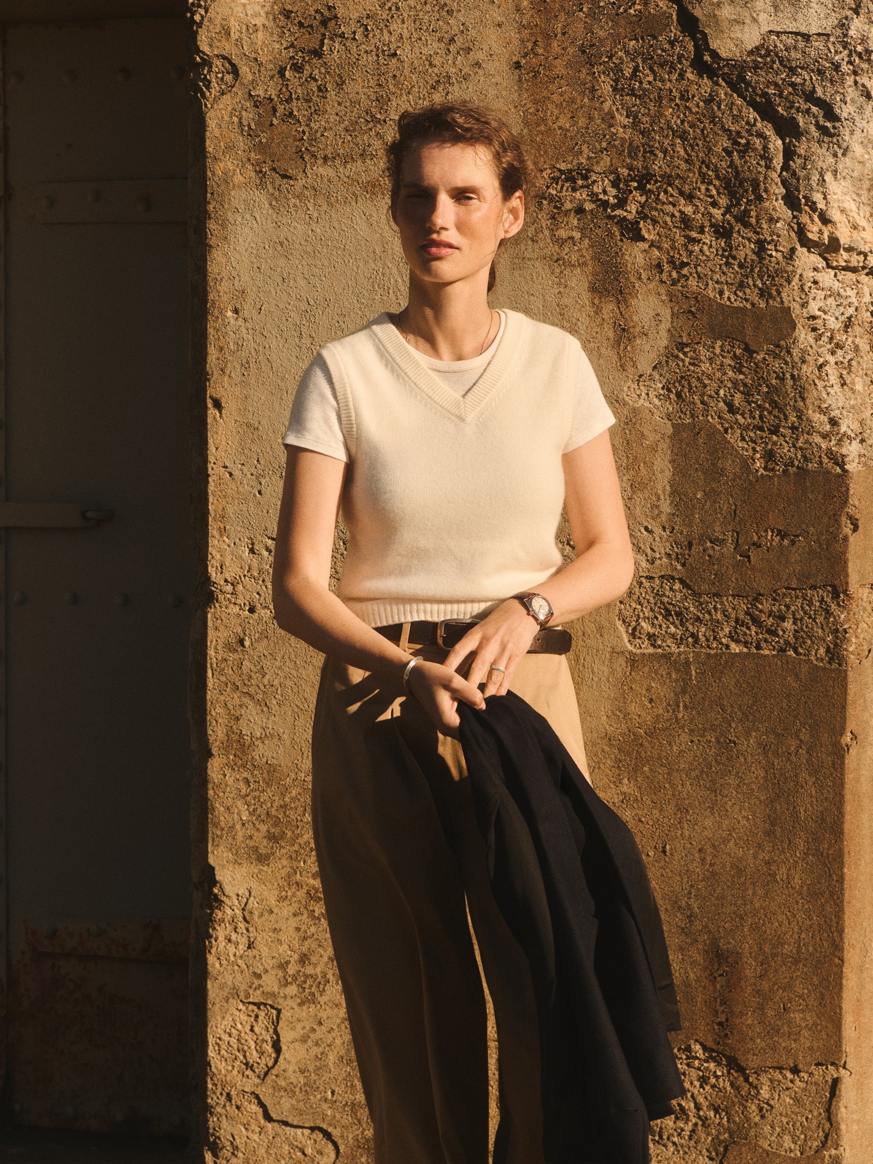 Natural California Cashmere Shrunken Vest