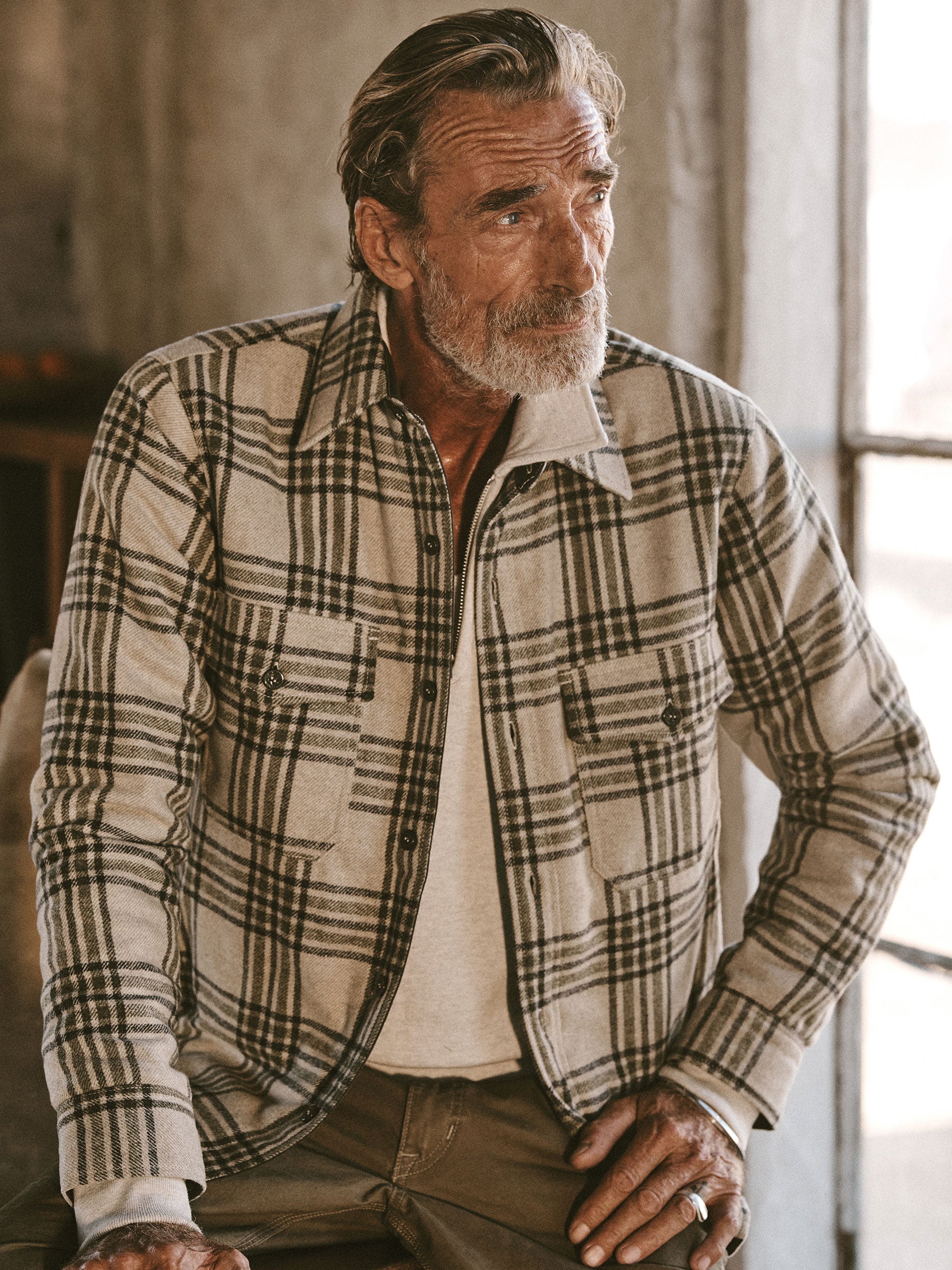 Alternative view of Khaki/Olive Wool Plaid CPO Jacket