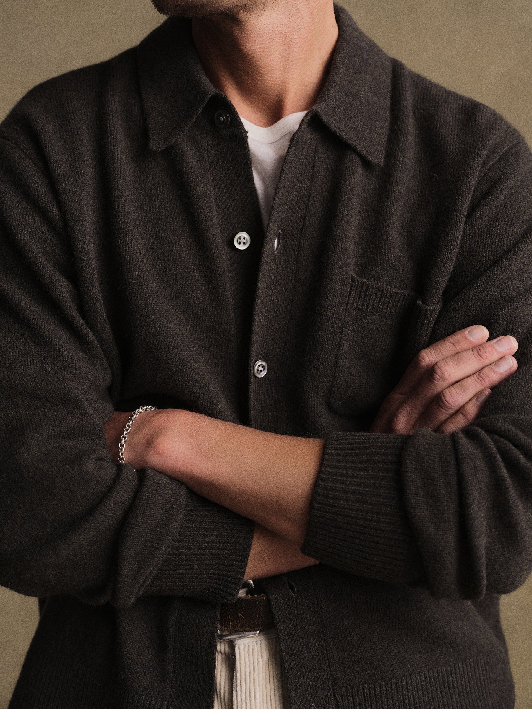 Alternative view of Dark Loden Heritage Wool Collared Cardigan
