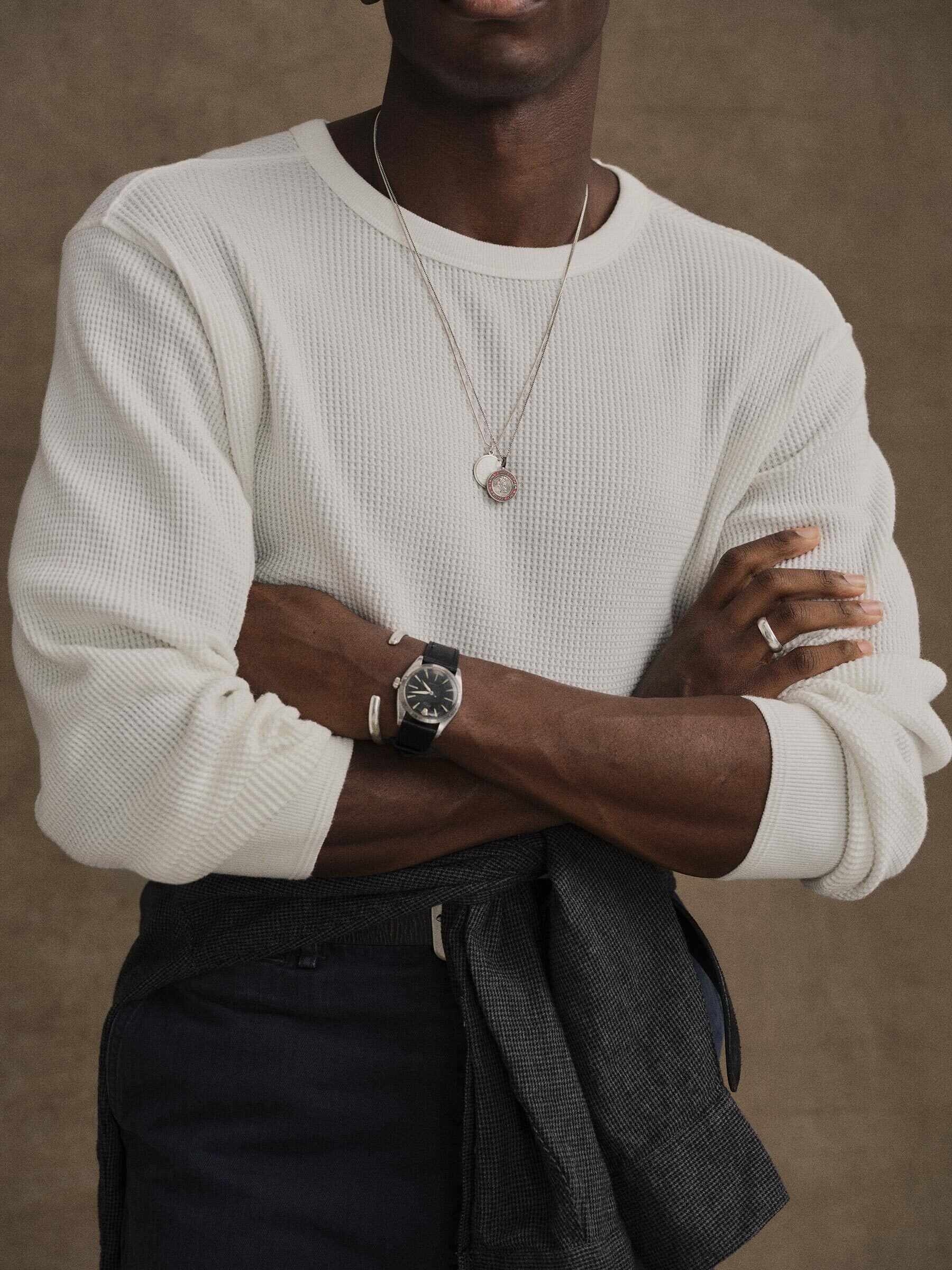 Alternative view of White Toughknit Thermal L/S Crew