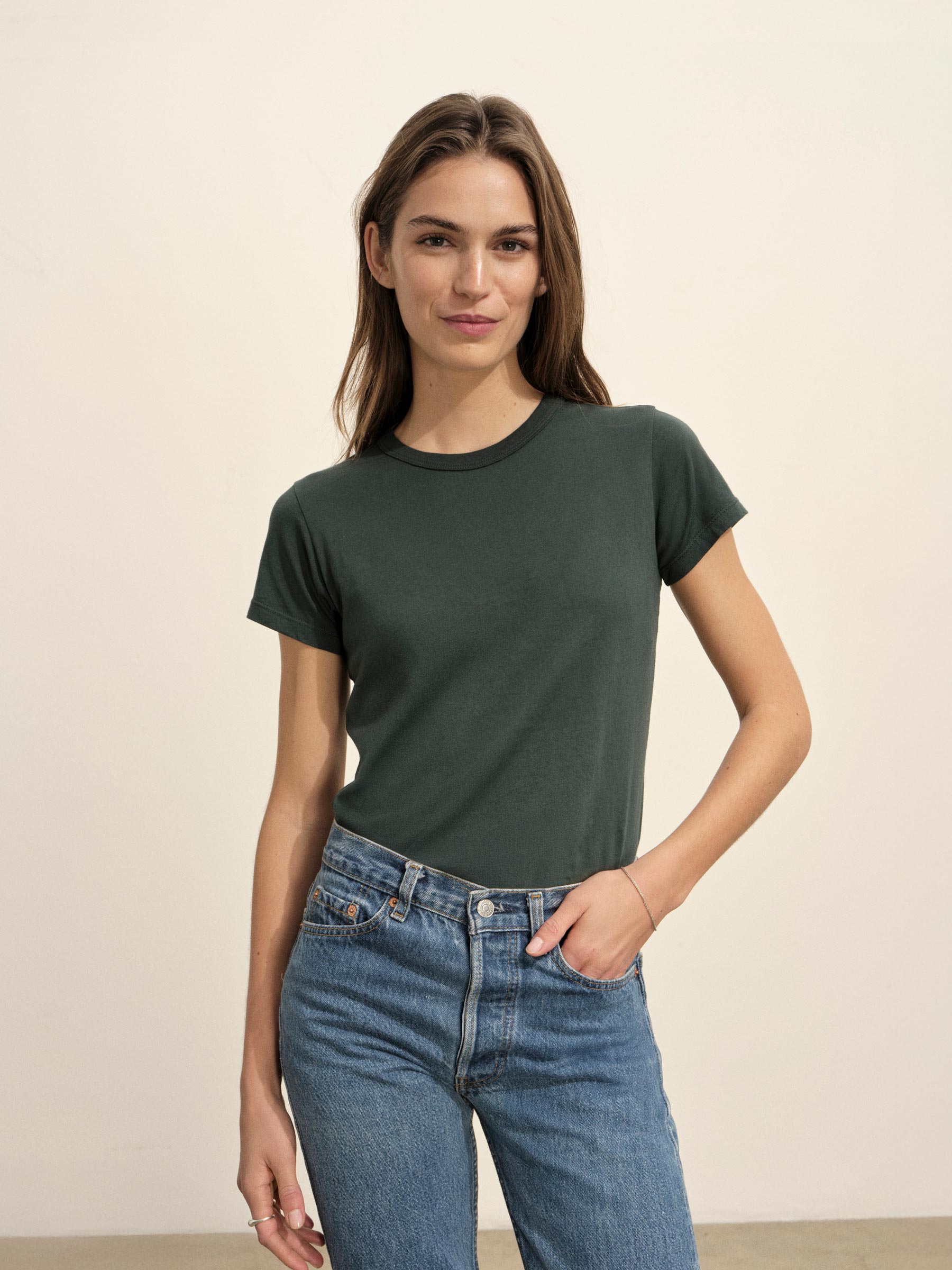 Alternative view of Seagrass Pima Slim Crew