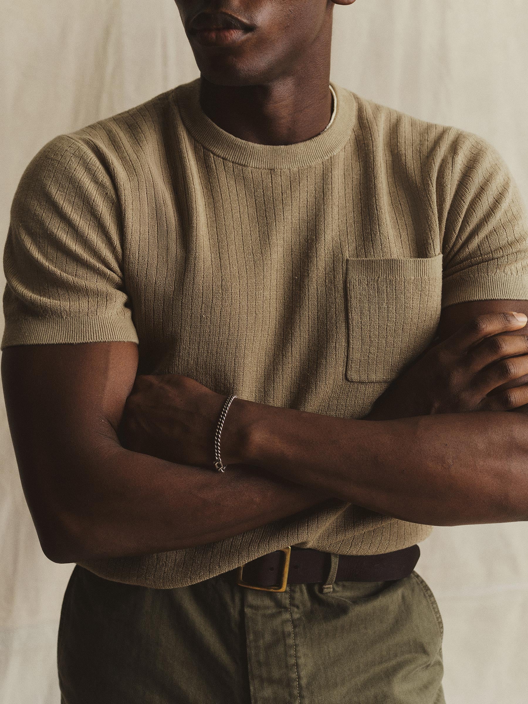 Dried Lemongrass Yuma Rib Banded Tee - Image 6