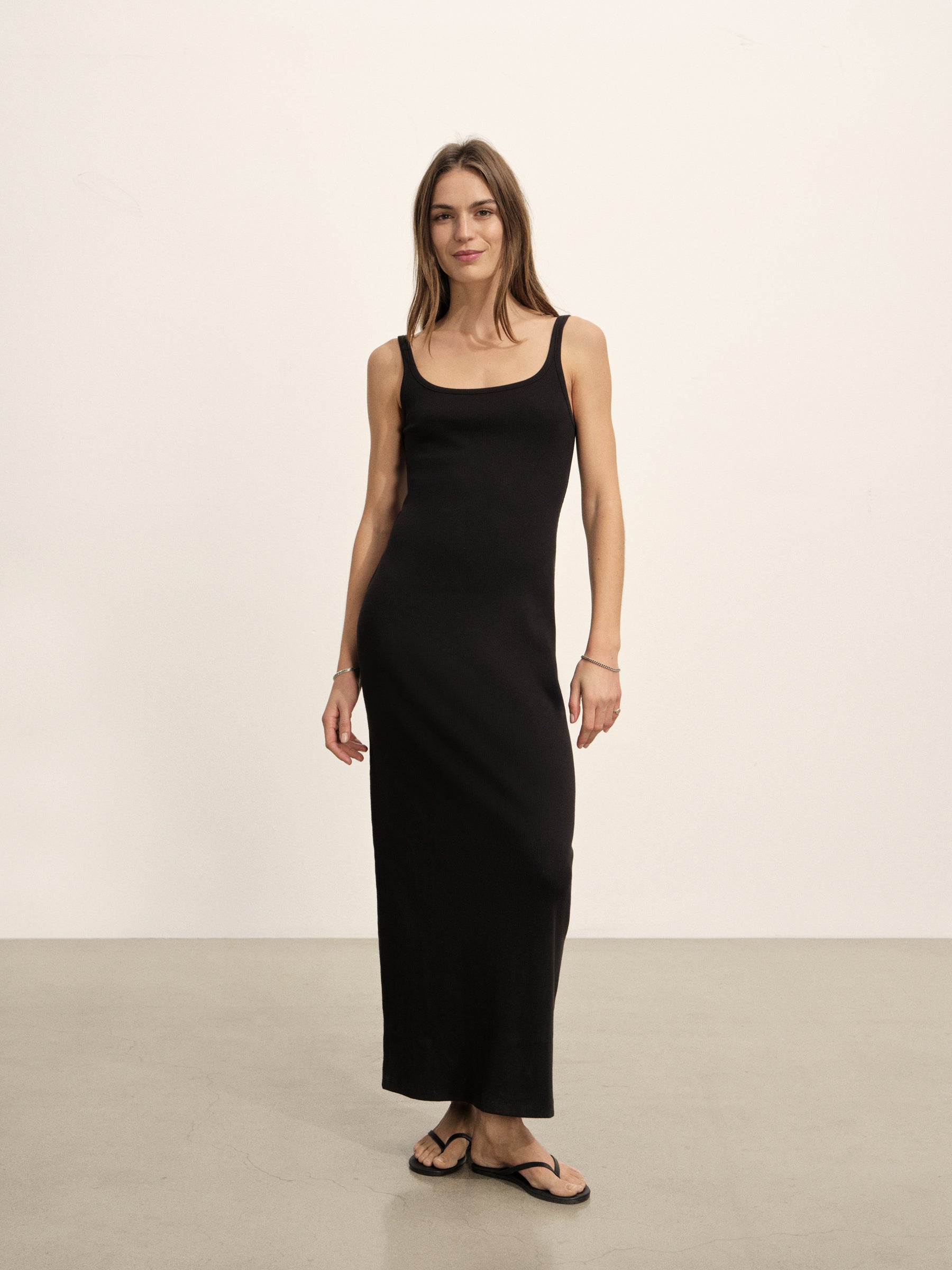Black Surplus Rib Scoop Tank Dress