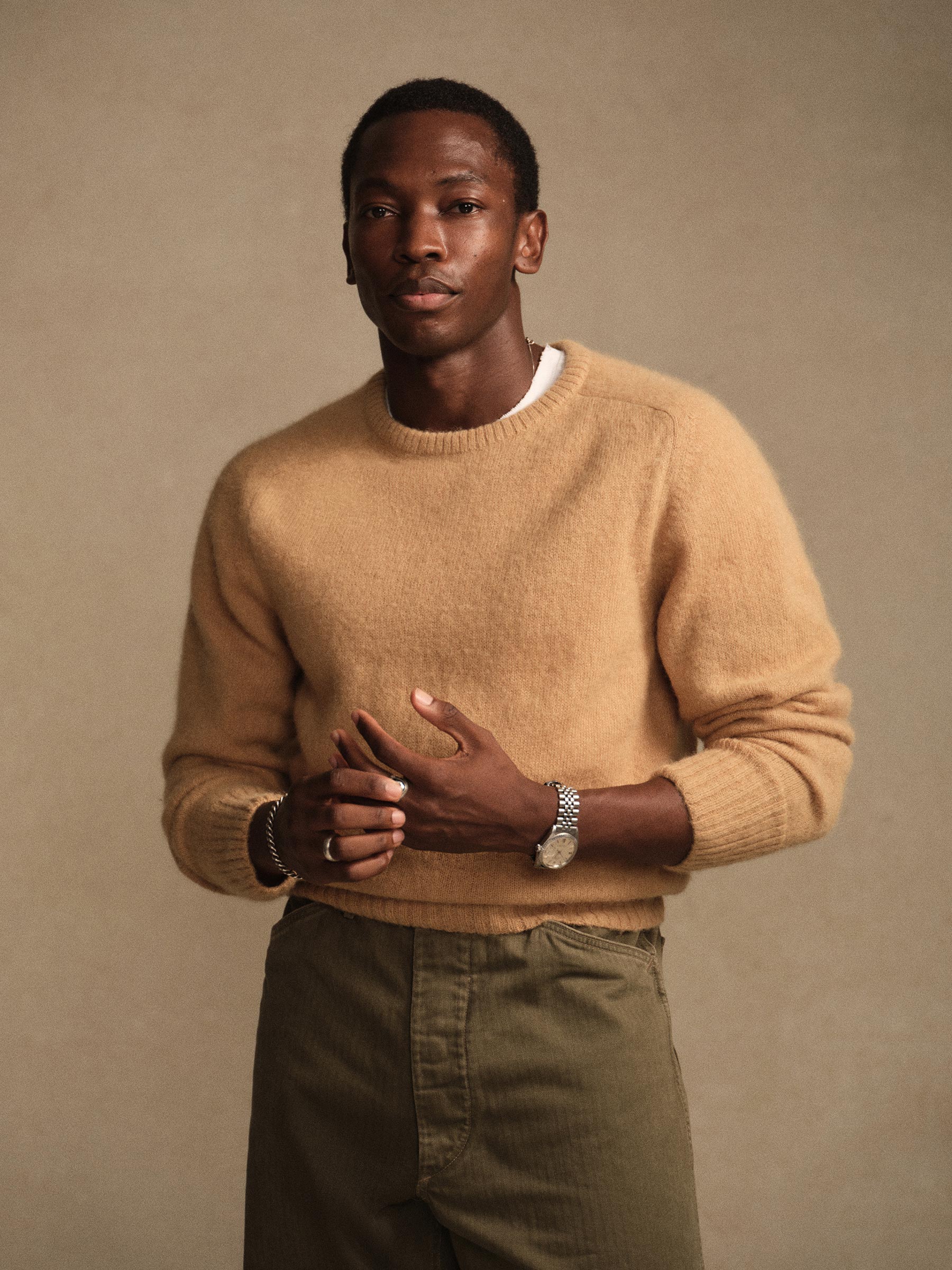 Alternative view of Goldenrod Shaggy Alpaca Saddle Crew