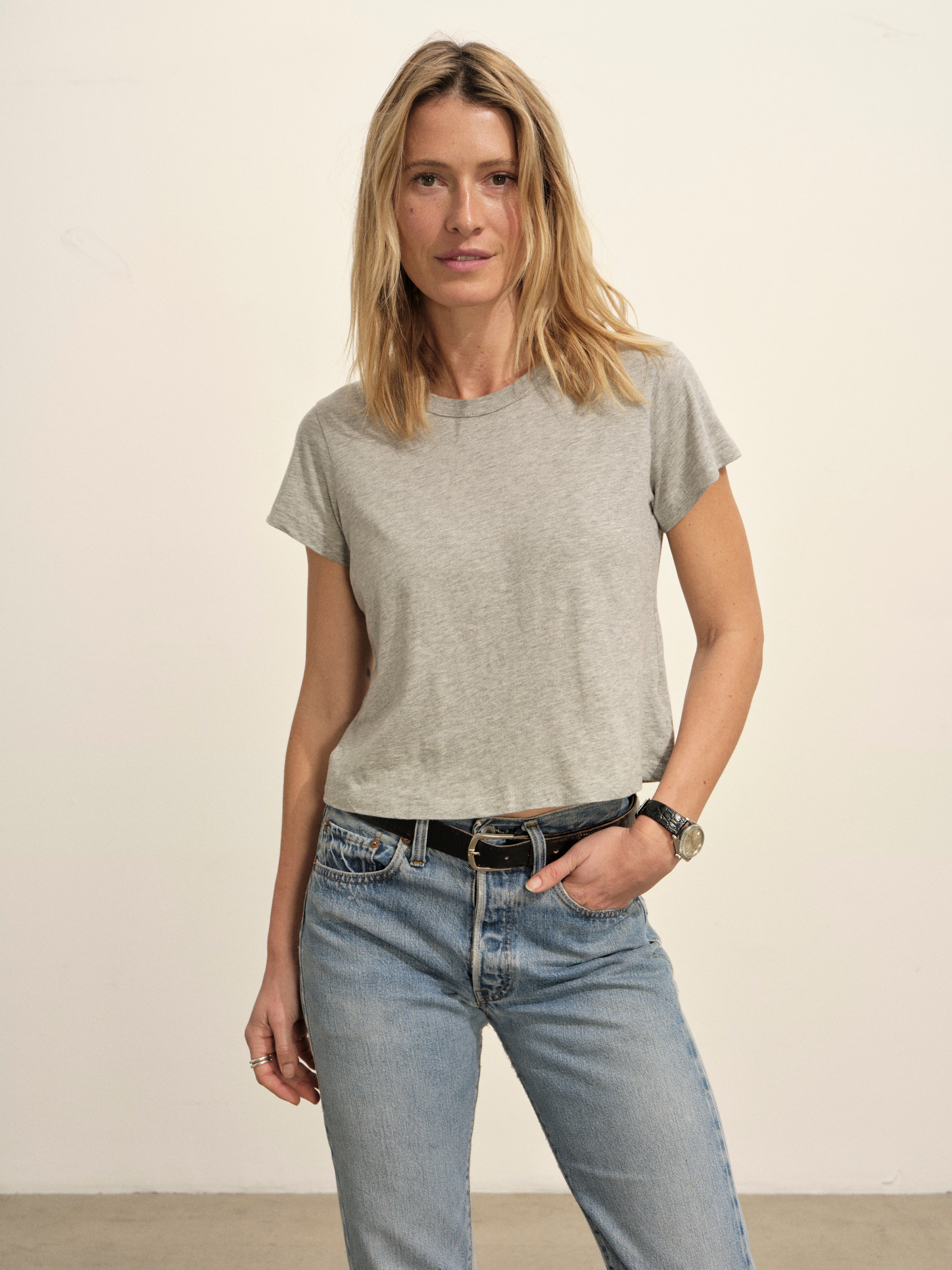 Alternative view of Graphite Pima Boxy Crew