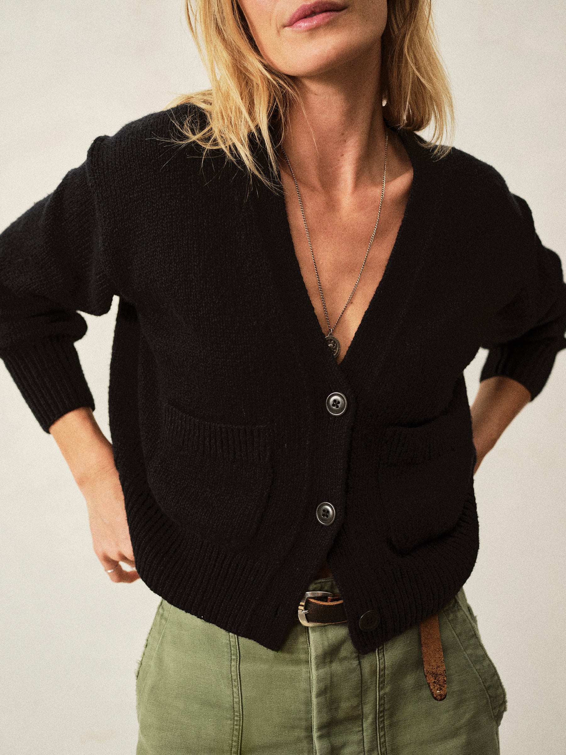 Alternative view of Deep Night Soft Spun Cotton Boxy Cardigan