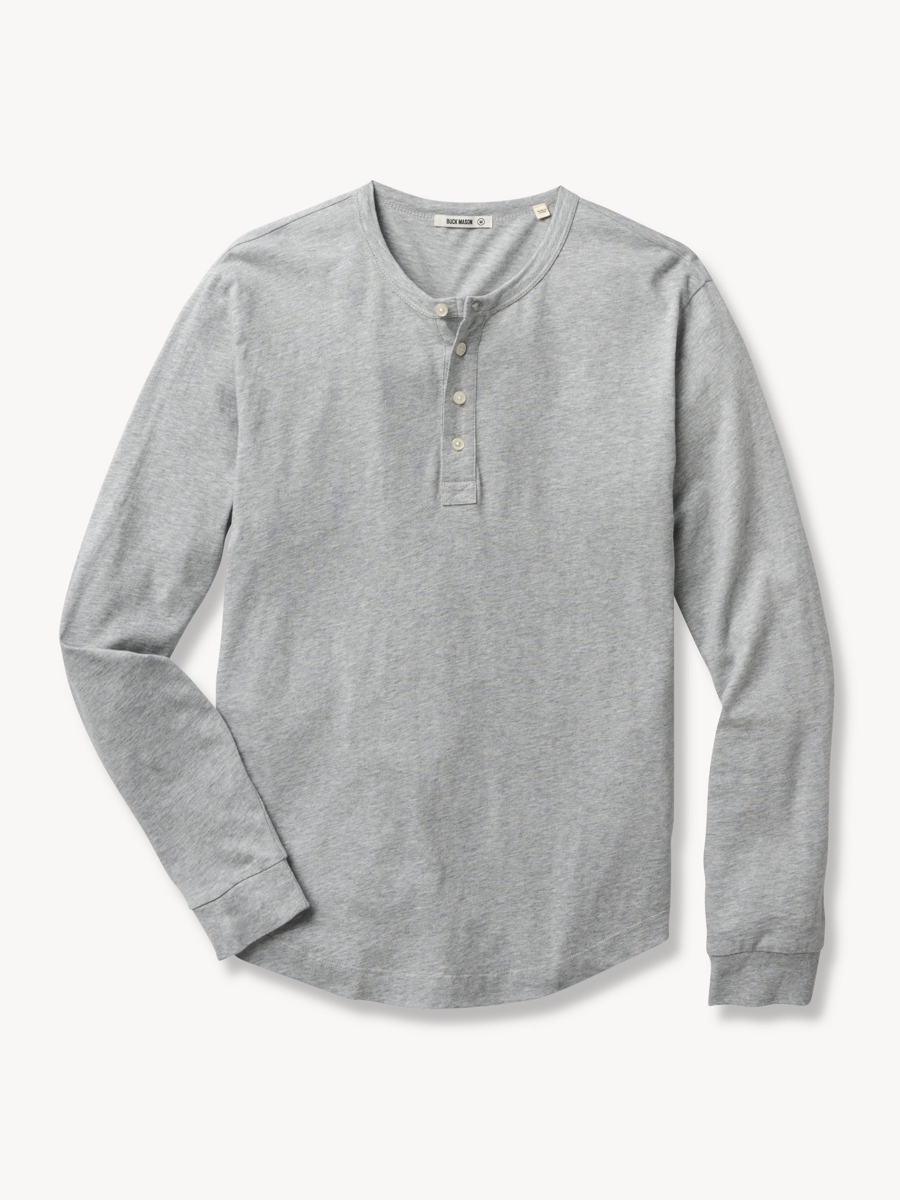 Heather Grey Pima Tall Curved Hem Henley