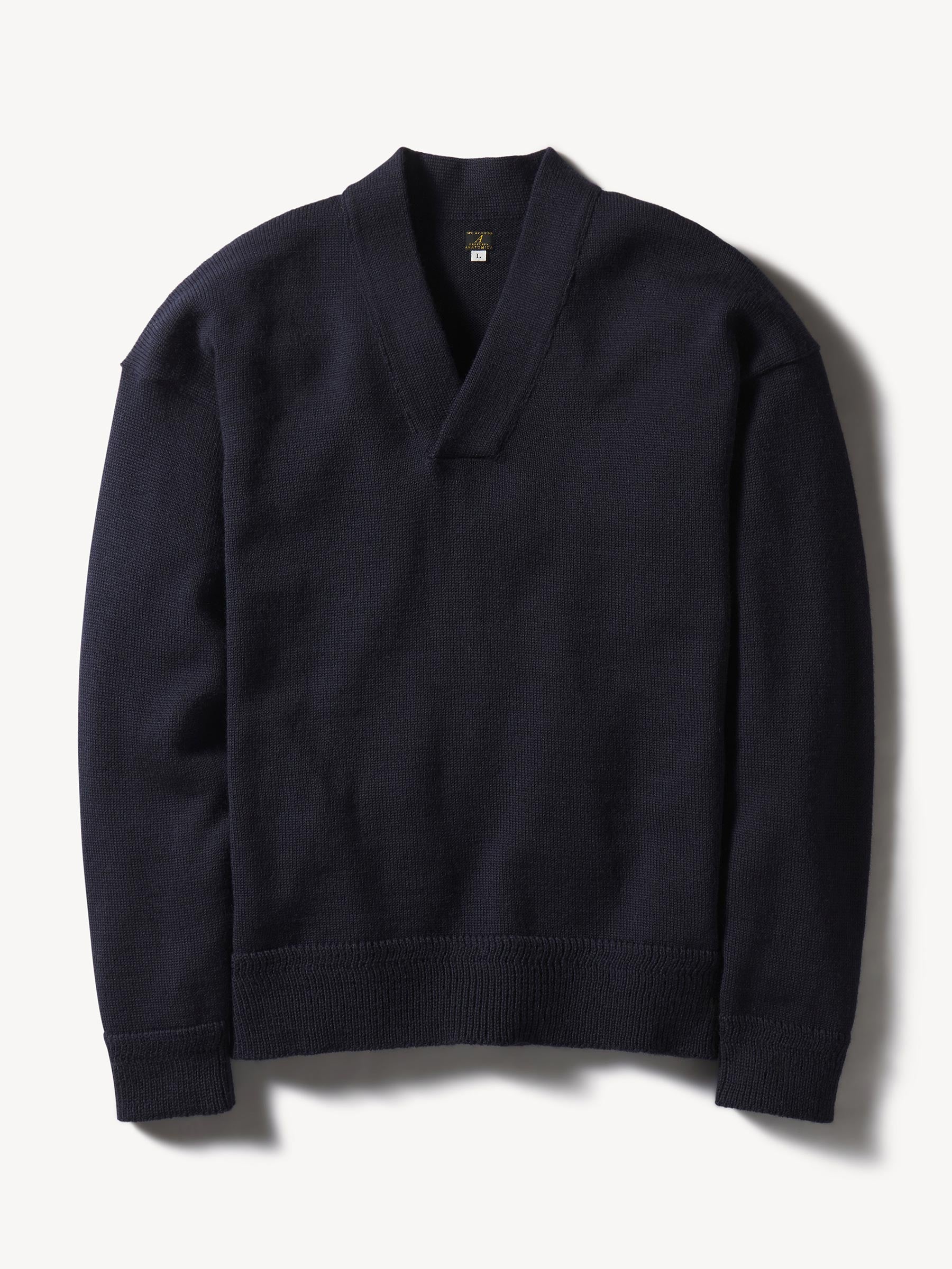 Navy Anatomica Wool V Neck Sweater