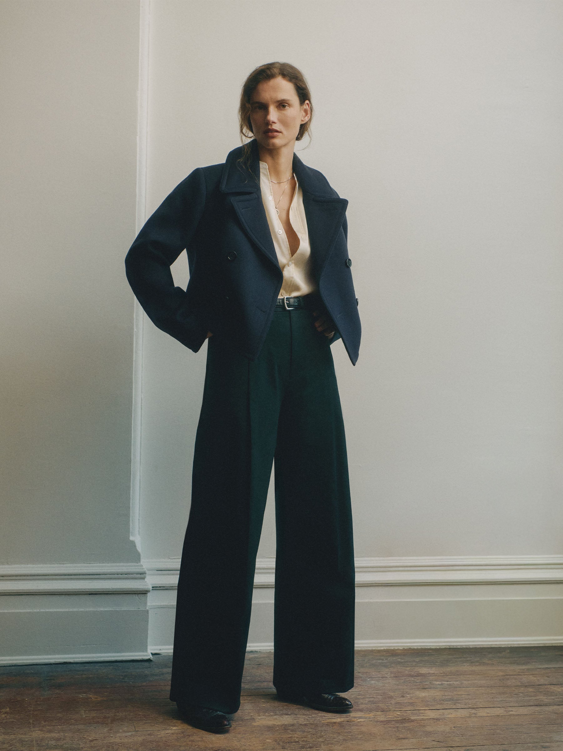 Alternative view of Deep Navy Presidio Peacoat