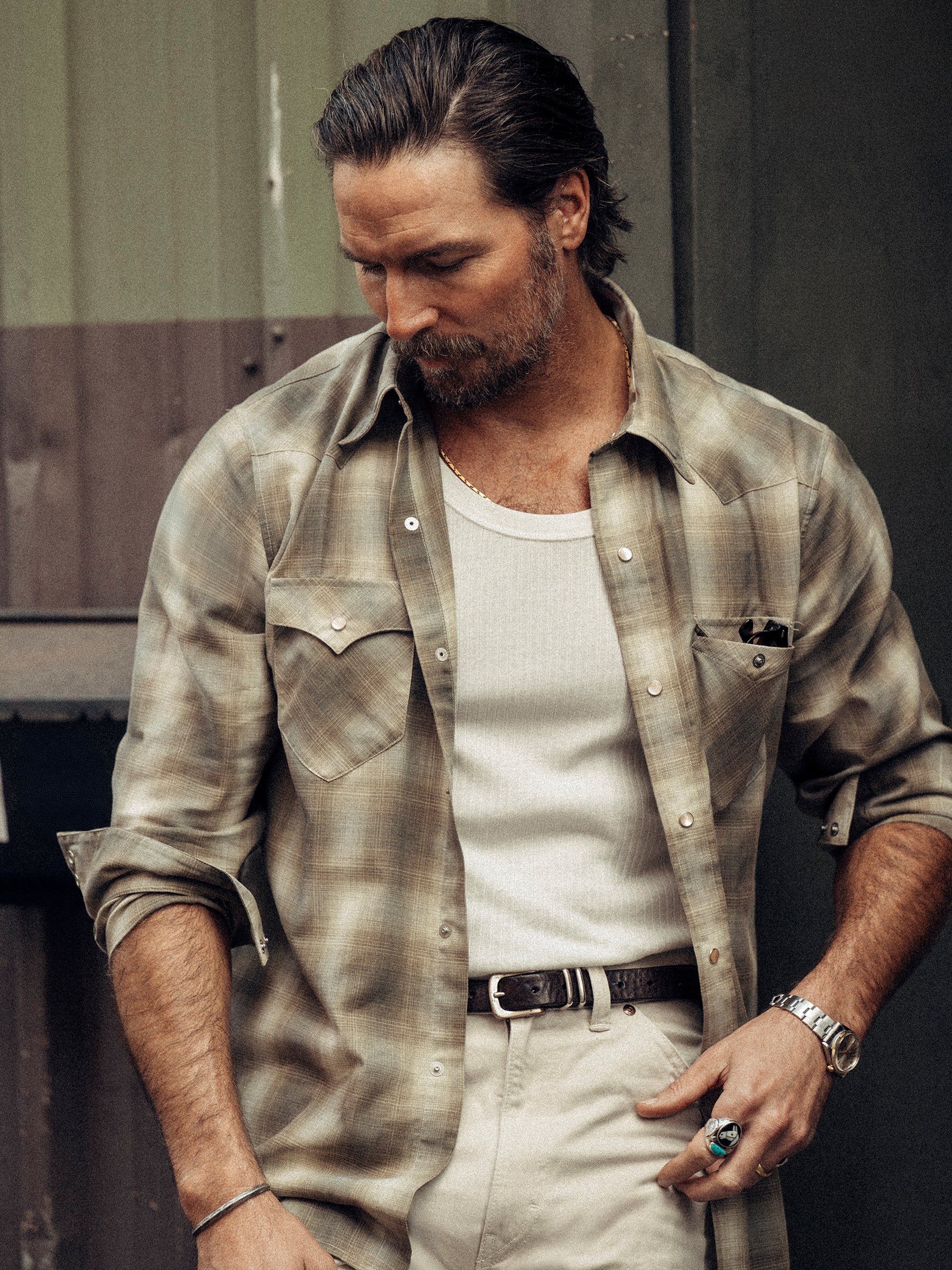 Sage Brush Shadow Plaid Palomino Western Shirt