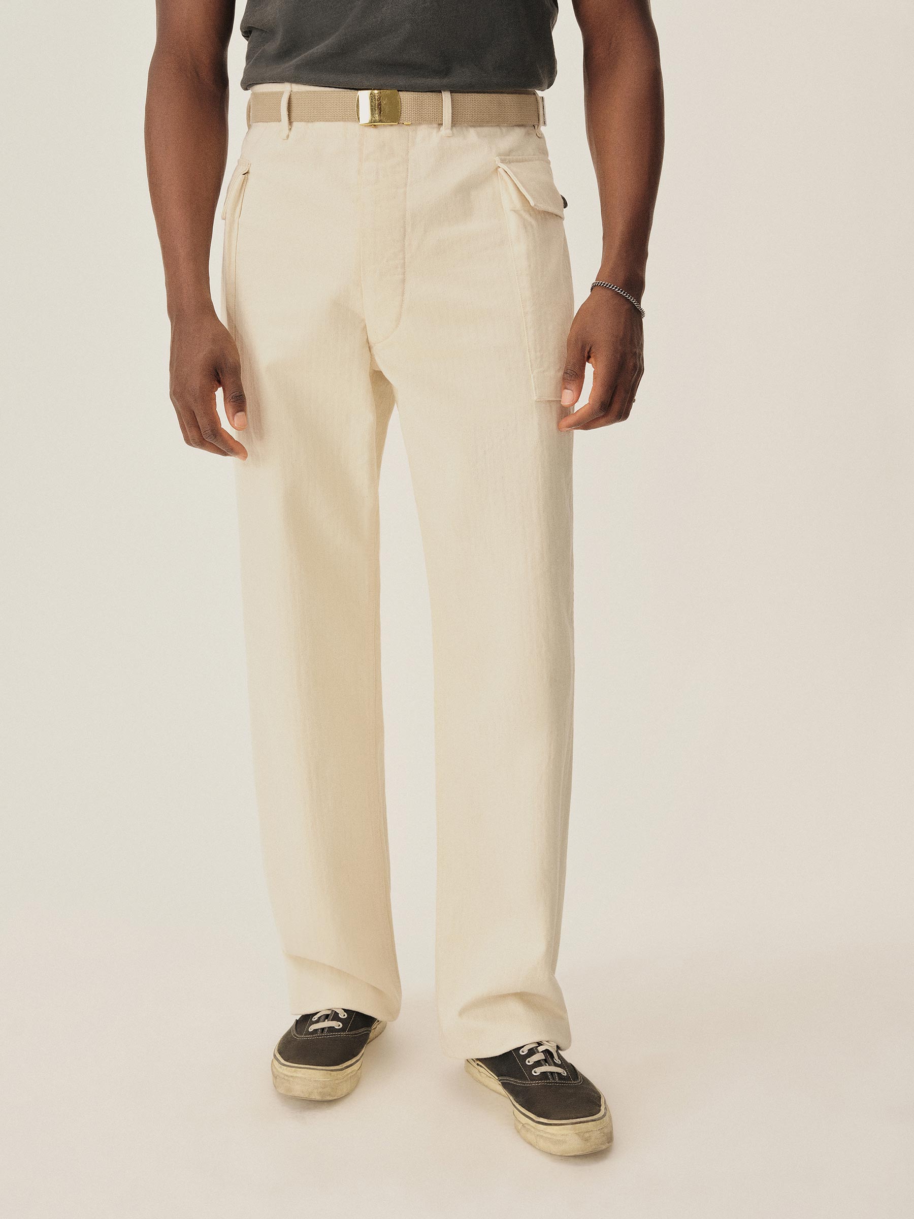 Alternative view of Seeded Natural Omaha Flyweight HBT P-43 Cargo Pant